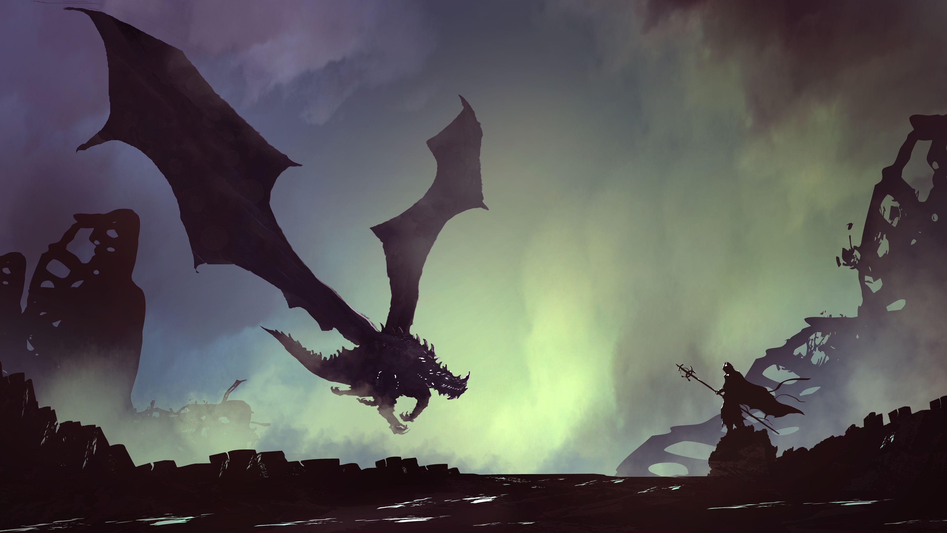 3840x2160 Wallpaper 4k Dragon And Warrior Painting Fantasy 4k 4k Wallpaper, 5k Wallpaper, Artist Wallpaper, Artwork Wallpaper, Wallpaper, Digital Art Wallpaper, Dragon Wallpaper, Fantasy Wallpaper, Hd Wallpaper, Painting Wallpaper, Warrior