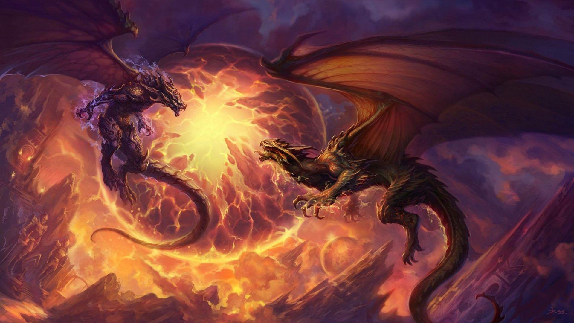 1920x1080 Fight The Dragons Fantasy Art Artwork Dragons Wallpaper Background :