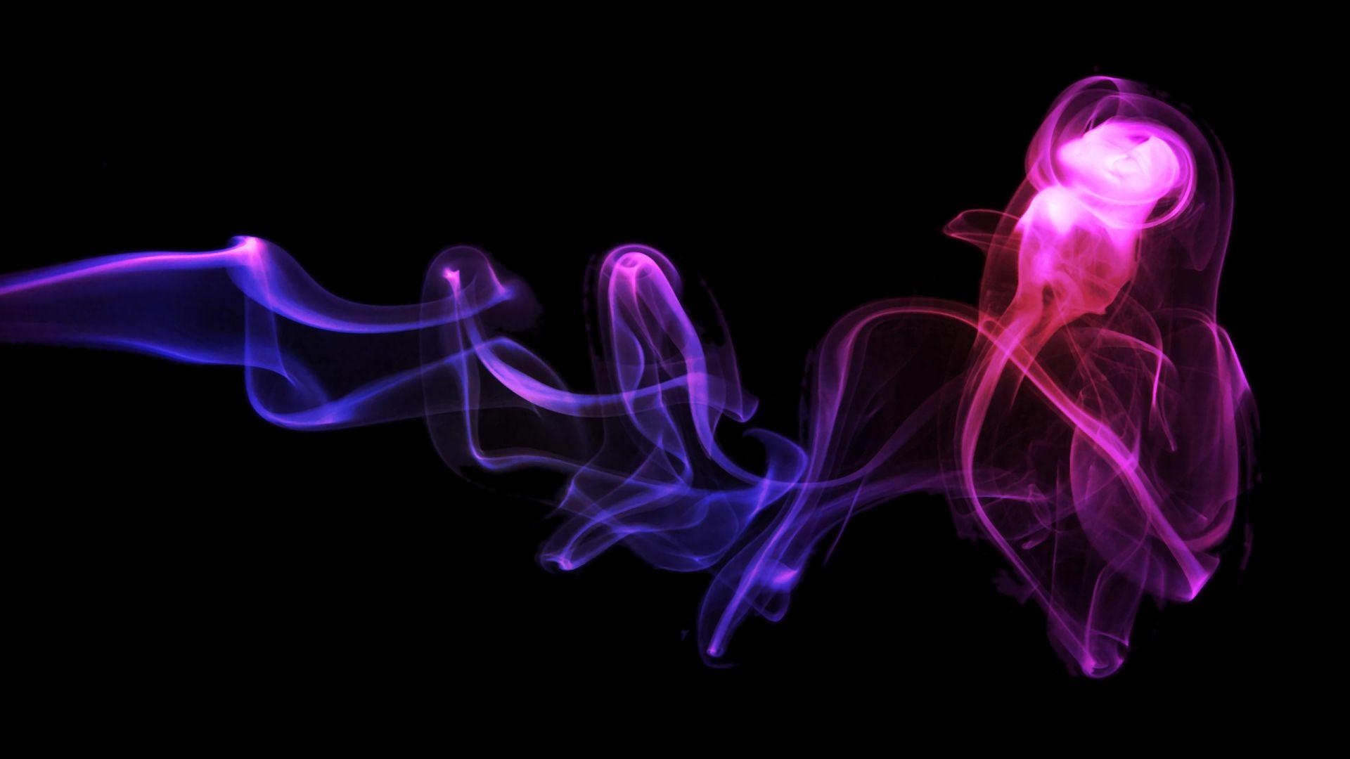 1920x1080 Pink And Purple Smoke In Black Background HD Abstract Wallpaper