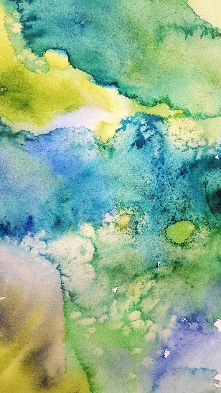 750x1334 Download Blue Green, Watercolor, Artwork Wallpaper, 750x Iphone IPhone 8