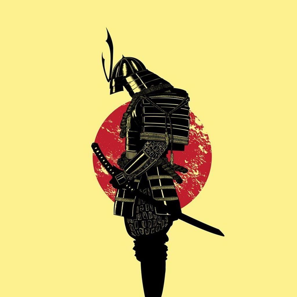1024x1024 The Samurai Drawn Art iPad Wallpaper Free Download