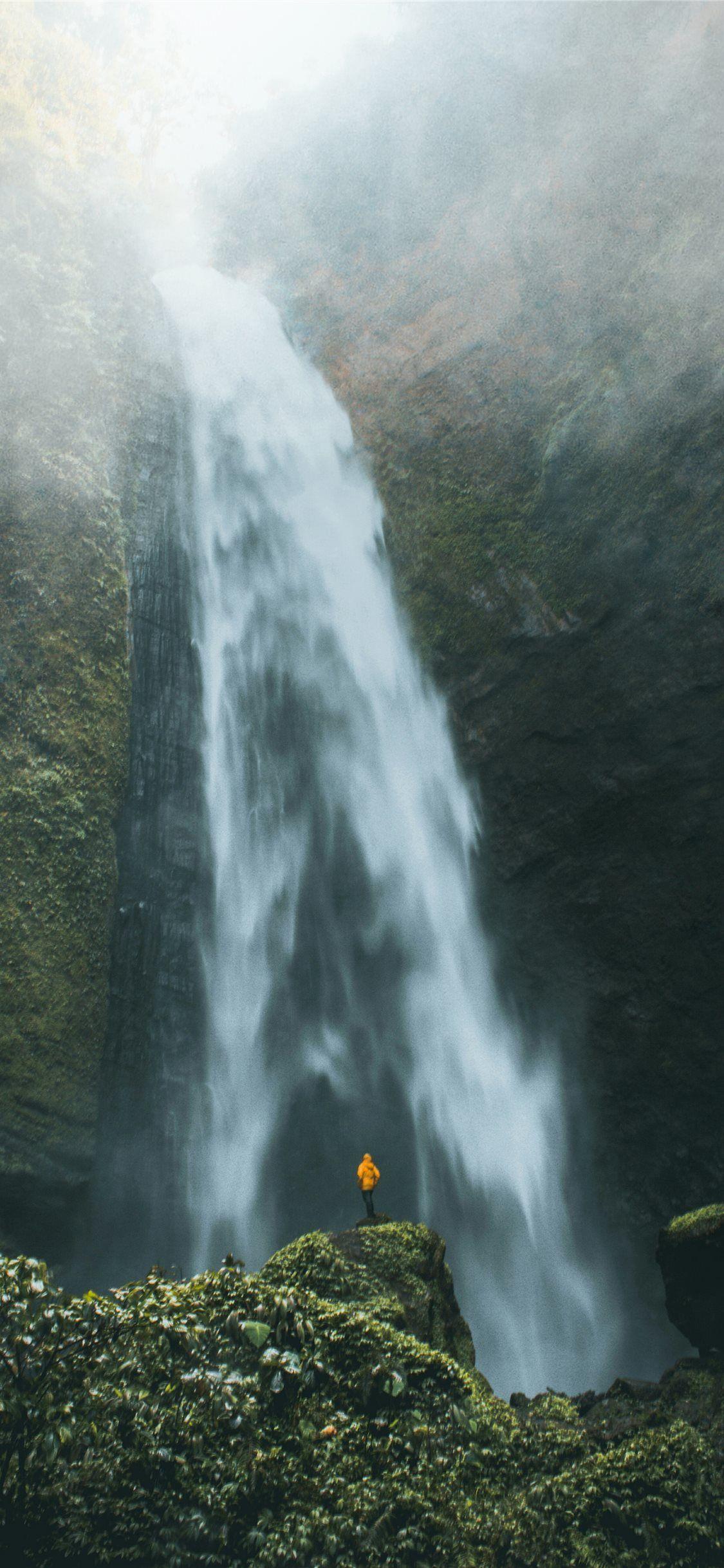1125x2436 Kabut Pelangi Waterfall The Real Beauty of Nature iPhone X Wallpaper Free Download