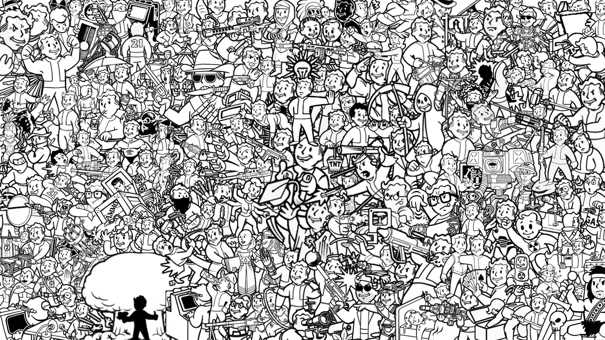 2560x1440 Vault Boy Collage Wallpaper
