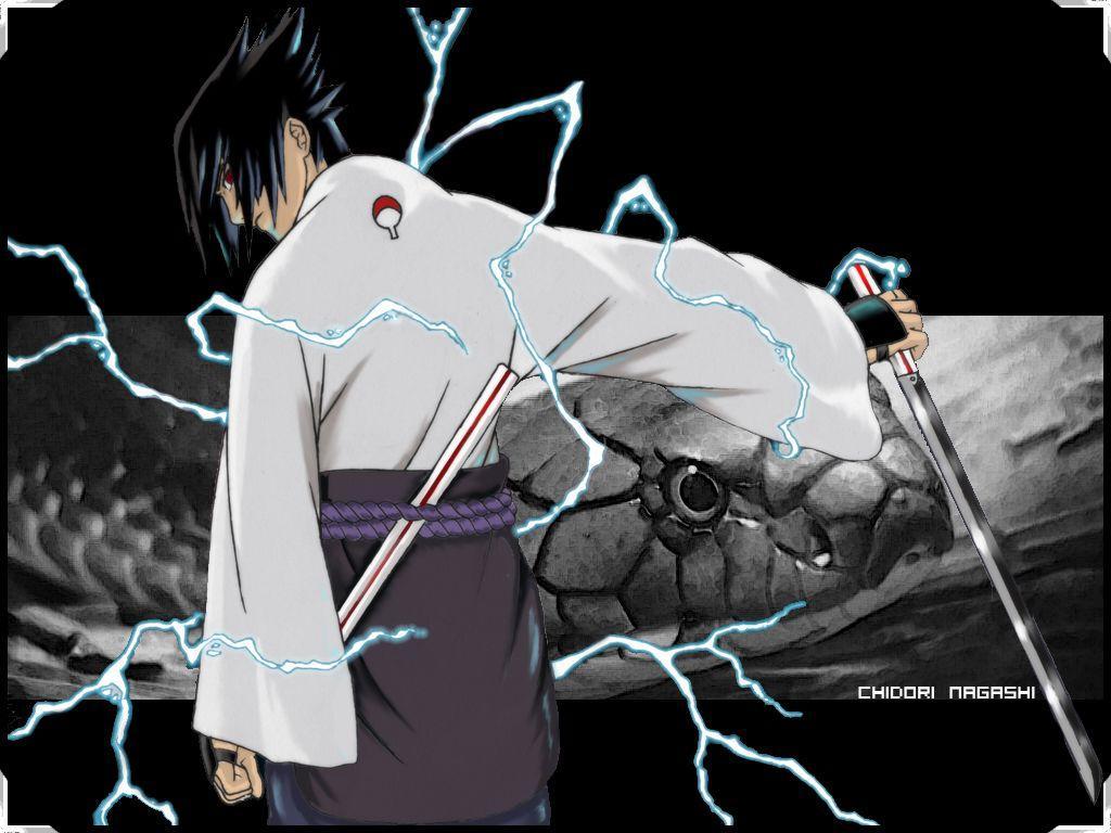 1024x768 Sasuke Uchiha Chidori Nagashi Wallpaper