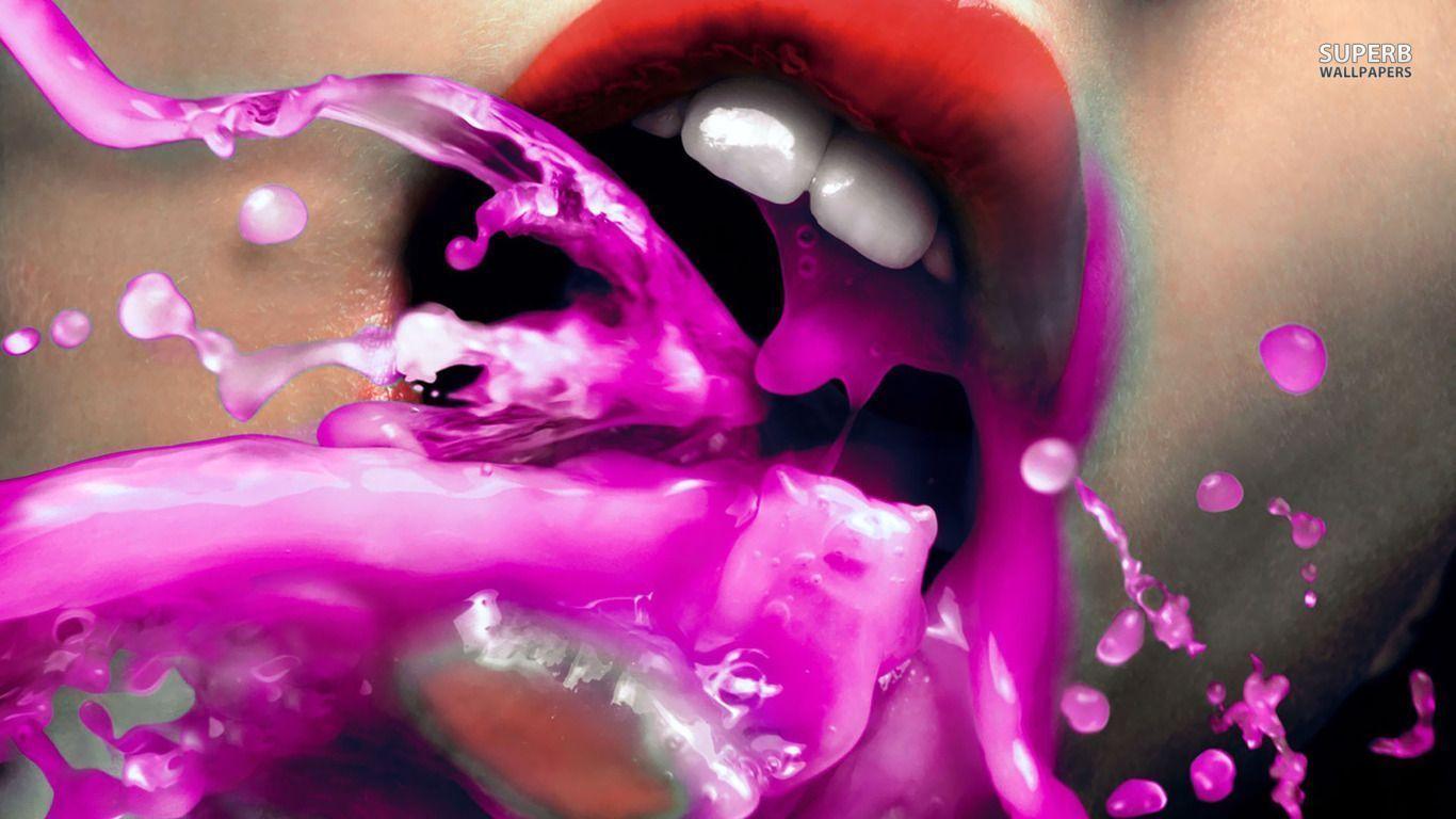 1366x768 Woman with pink lipstick wallpaper. Wallpaper Wide HD