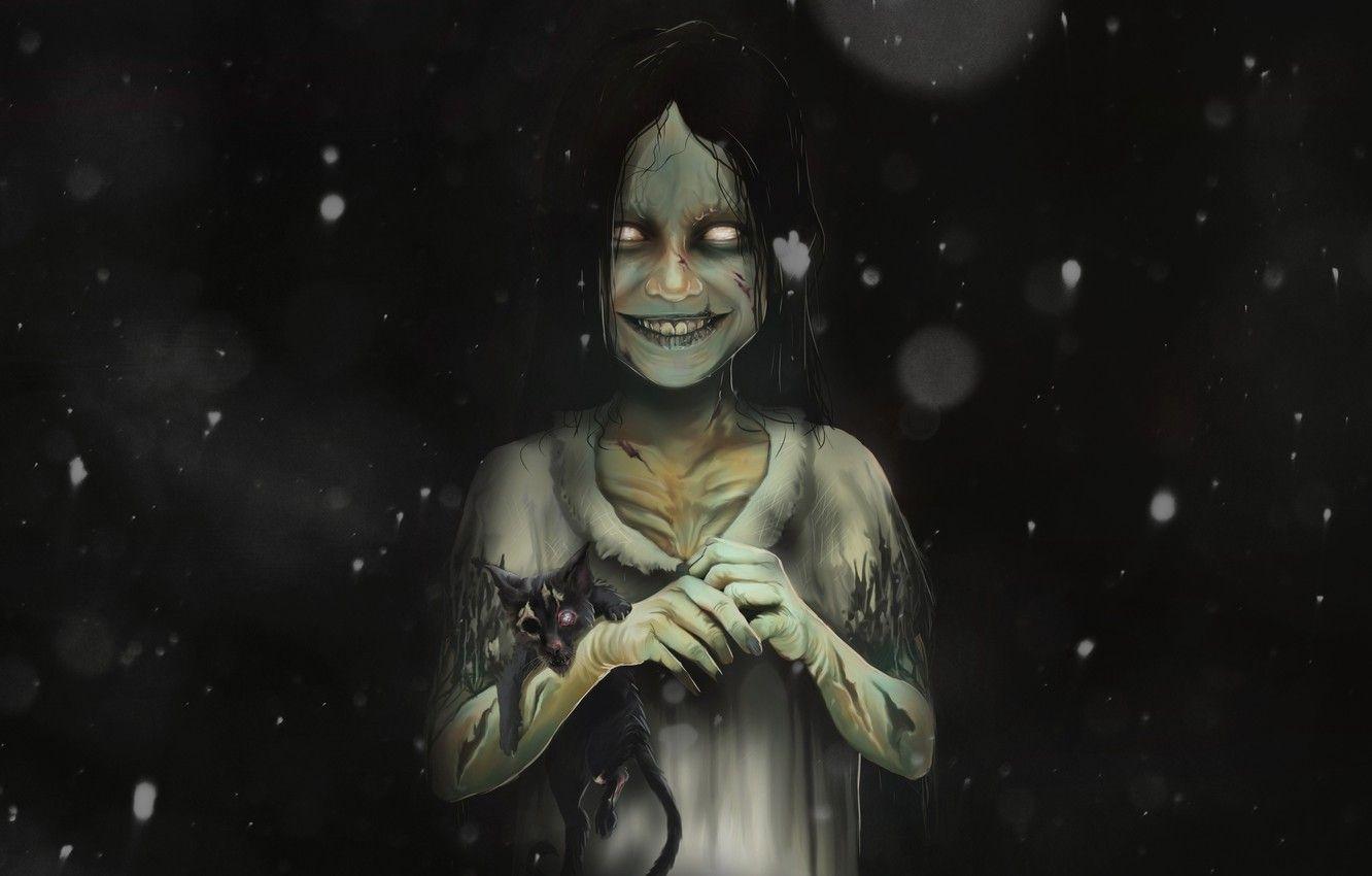 1332x850 Wallpaper Figure, Kitty, Smile, Death, Ghost, Fear, Art, Horror, Ghost, Danial Shahzad, by Danial Shahzad, Ghosts and stuff image for desktop, section арт
