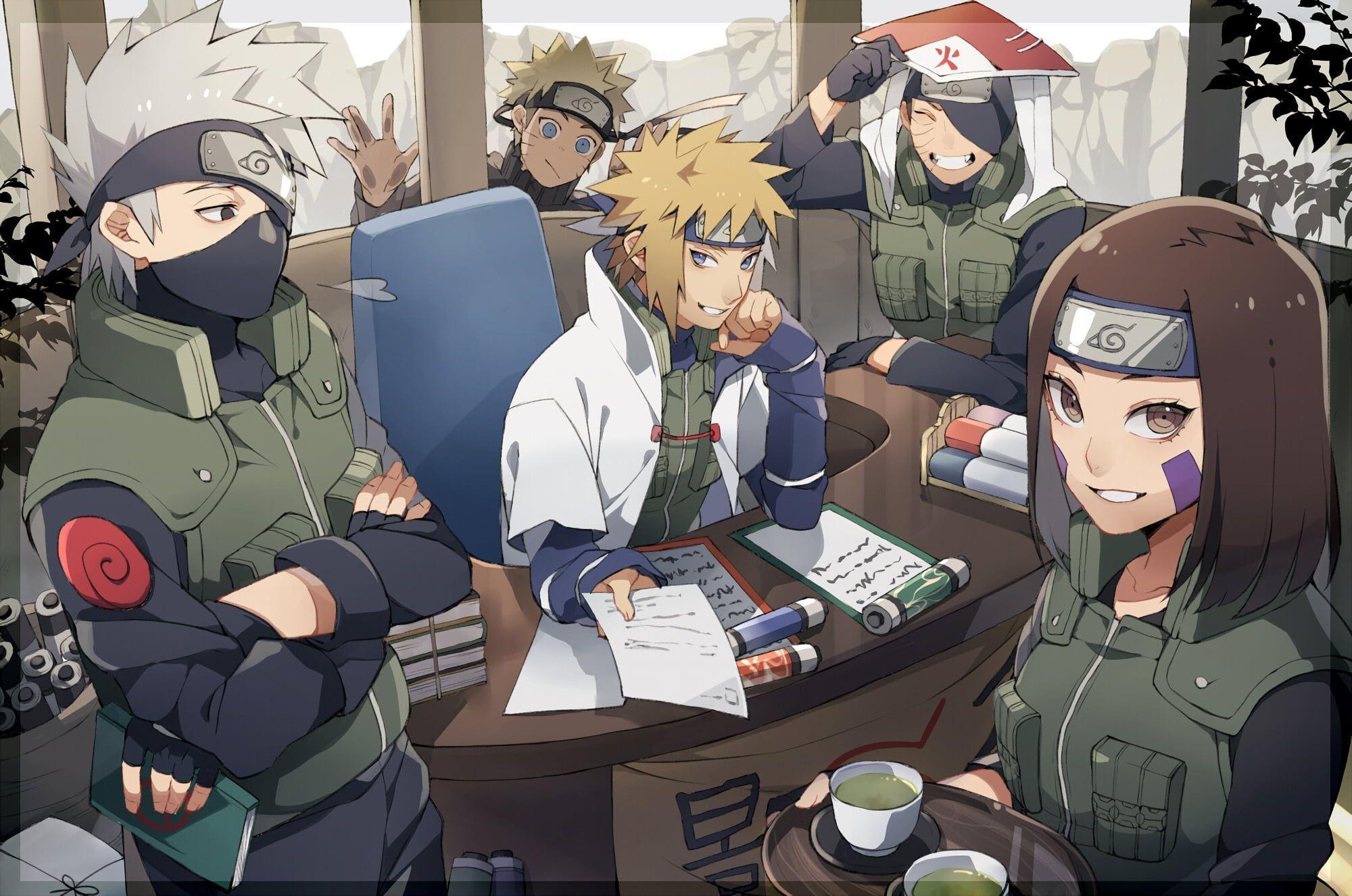 2000x1326 white and blue ceramic dinnerware set Uzumaki Naruto Hatake Kakashi Namikaze Minato Uchiha Obito Nohara Rin Naruto Shippuuden. Team minato, Naruto kakashi, Anime
