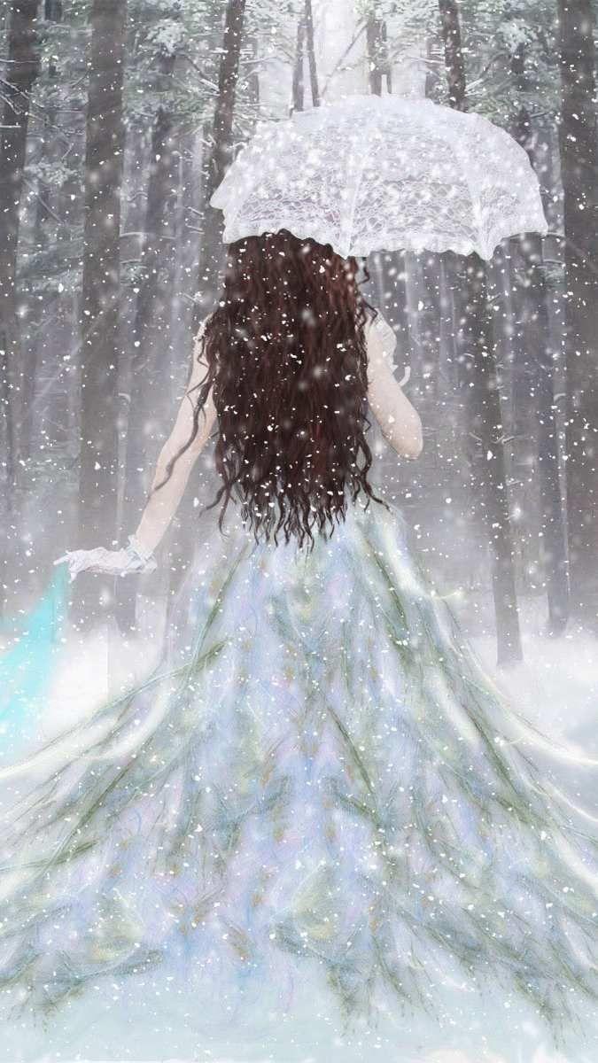 675x1200 Forest Snow Umbrella Wallpaper. Girl iphone wallpaper, Fantasy girl, Christmas live wallpaper