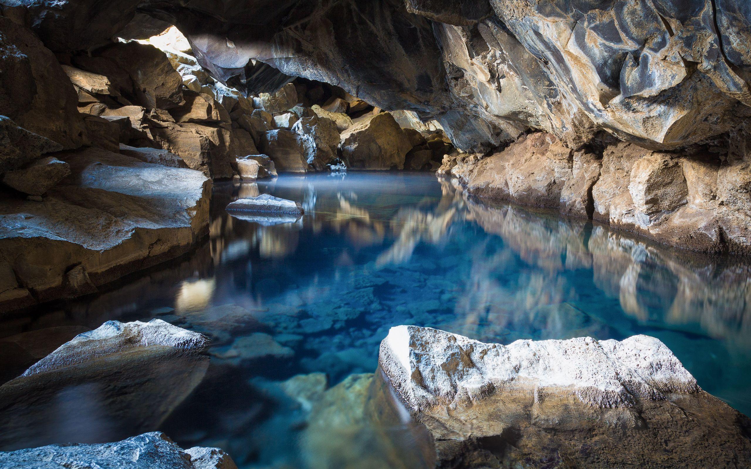 2560x1600 cave, Rock, Stone, River, Reflection Wallpaper HD / Desktop and Mobile Background