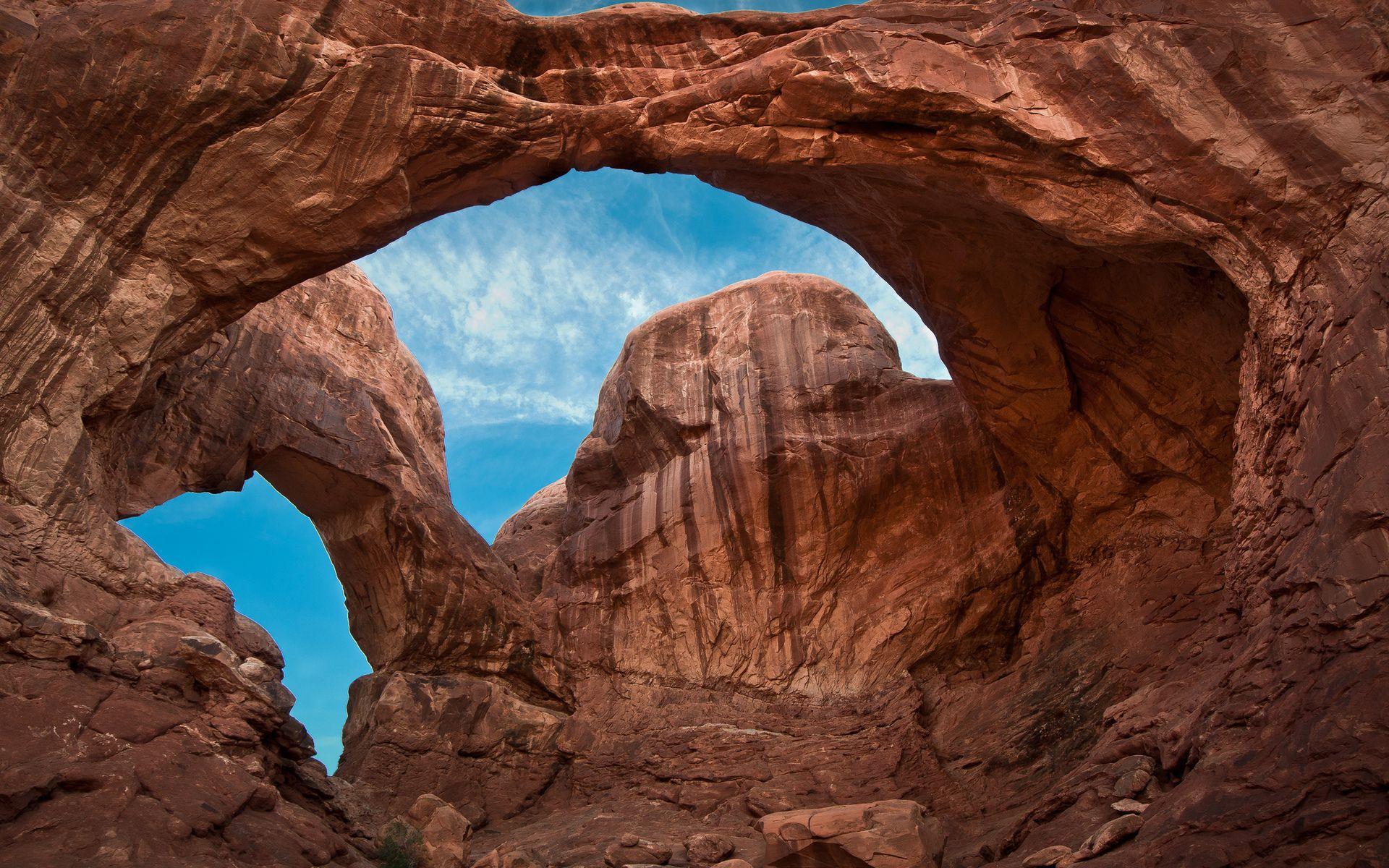 1920x1200 Texture rock stone cave arch landscapes sky clouds cliff wallpaperx1200