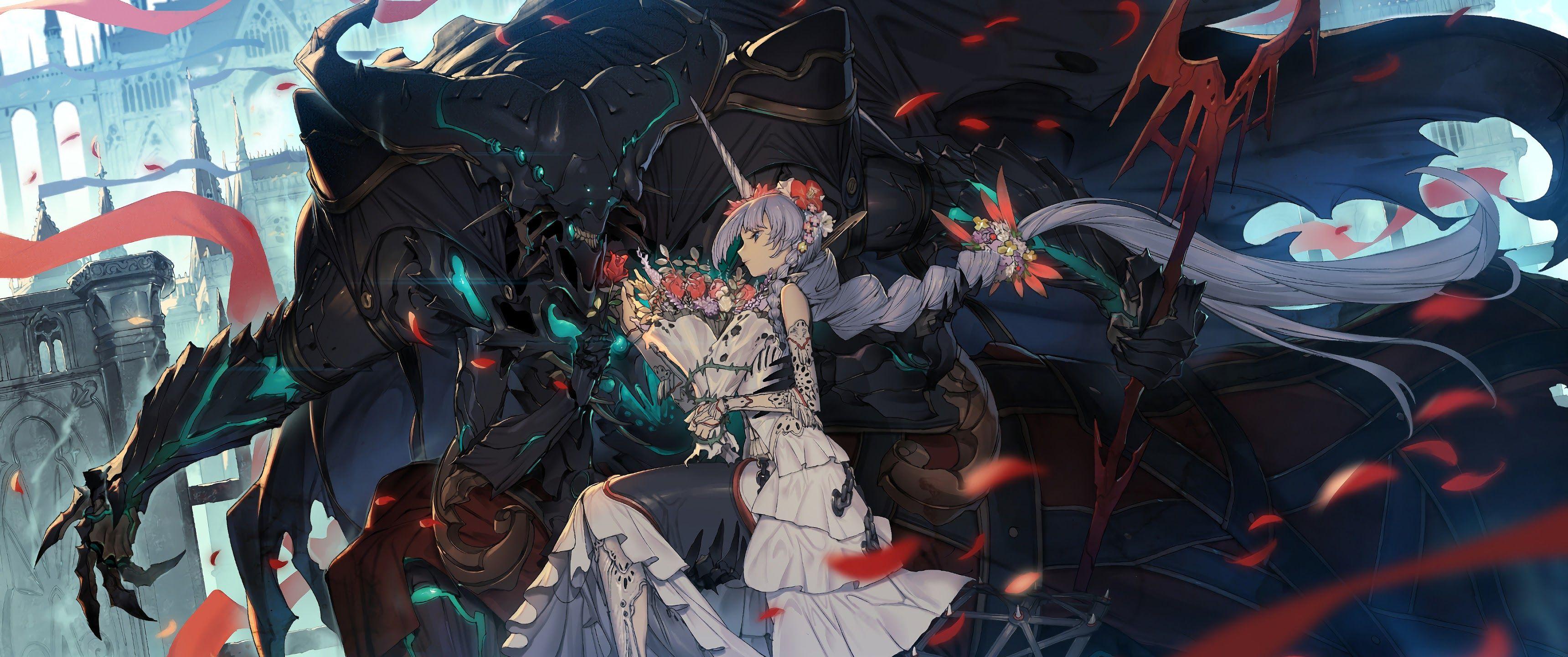 3440x1440 Anime Fantasy Girl 4K Wallpaper