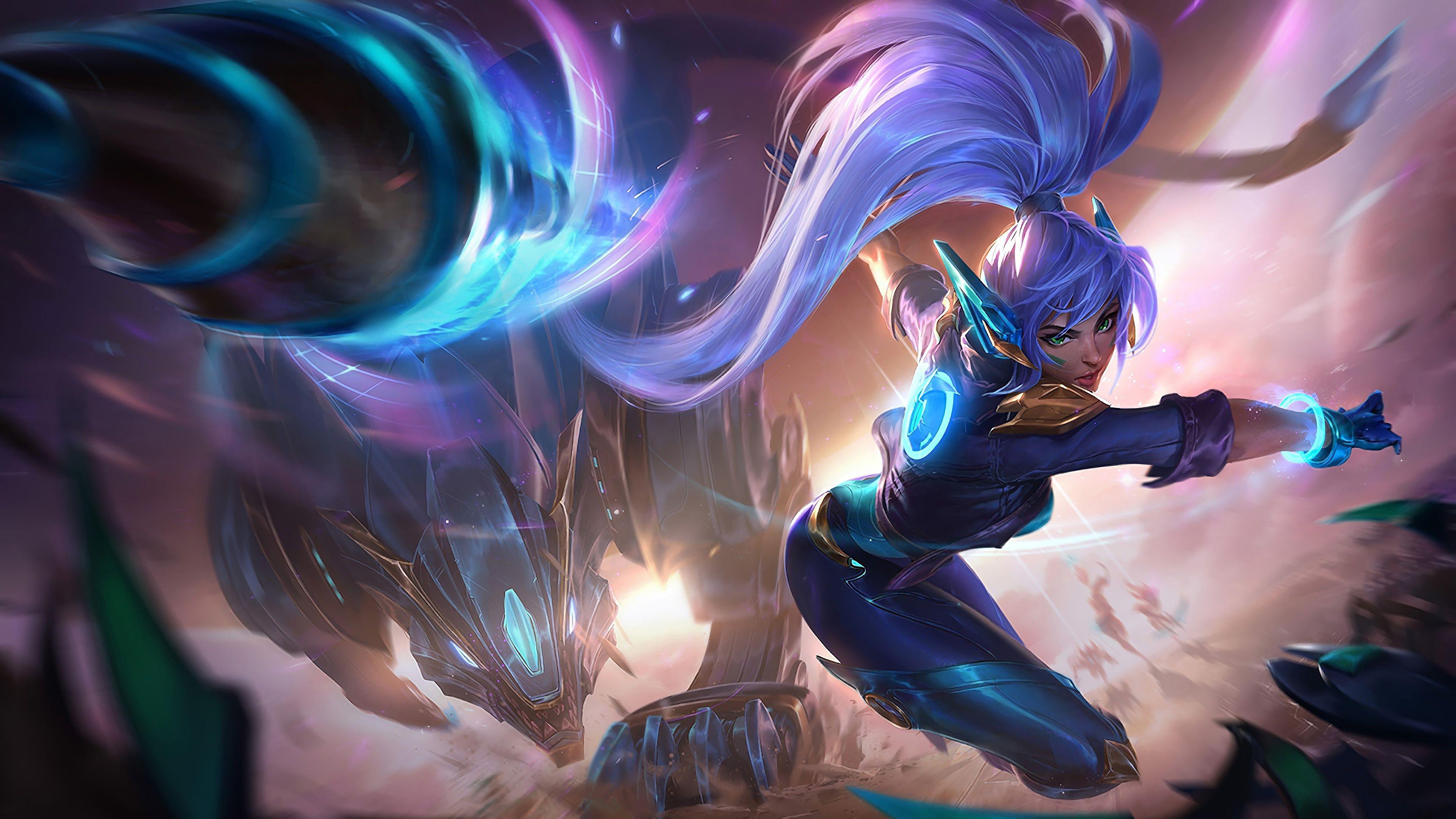 3840x2160 Nidalee, LoL, Super Galaxy, Splash Art, 4K wallpaper