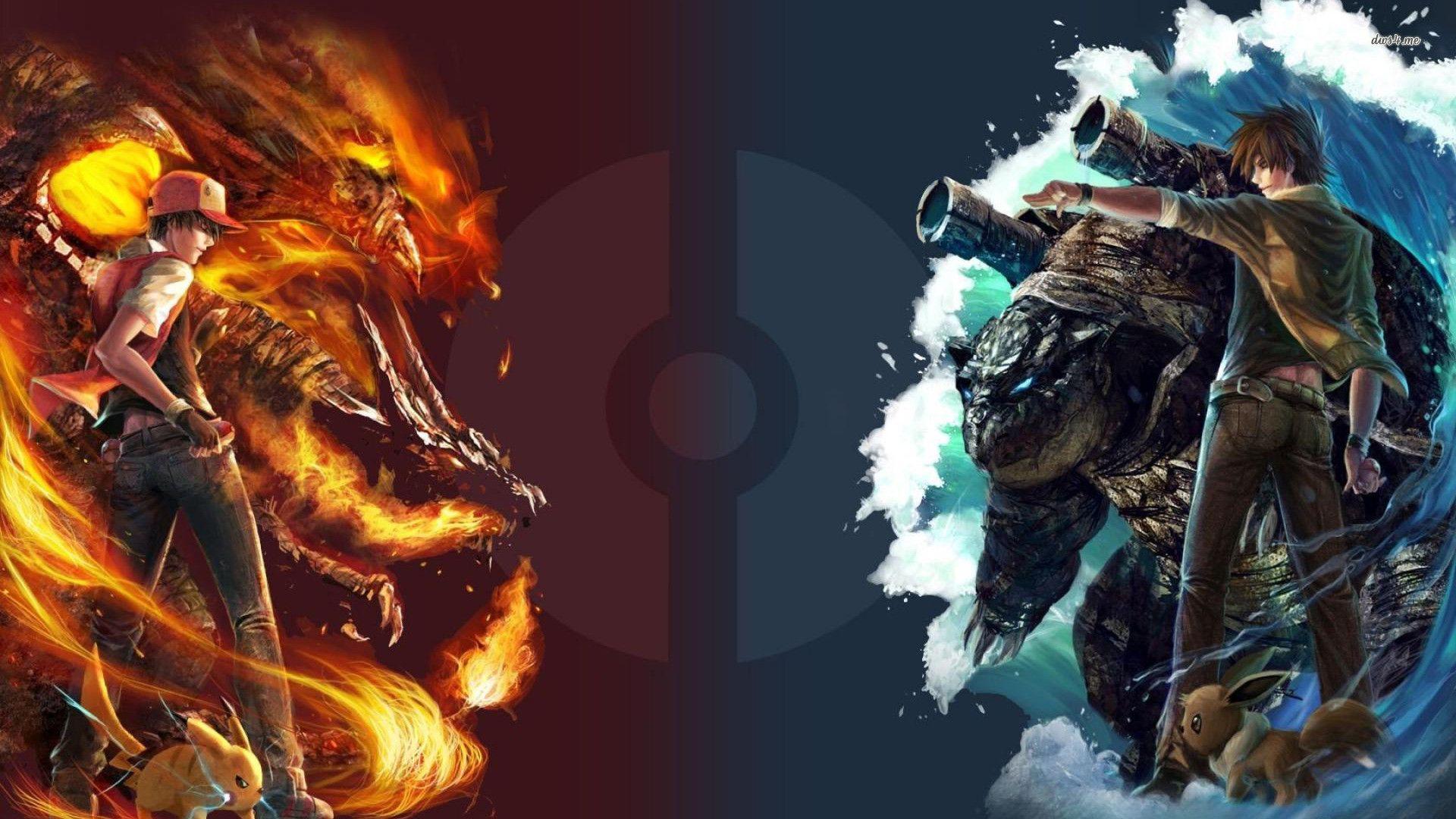 1920x1080 Pokemon Charizard vs Blastoise HD Wallpaper