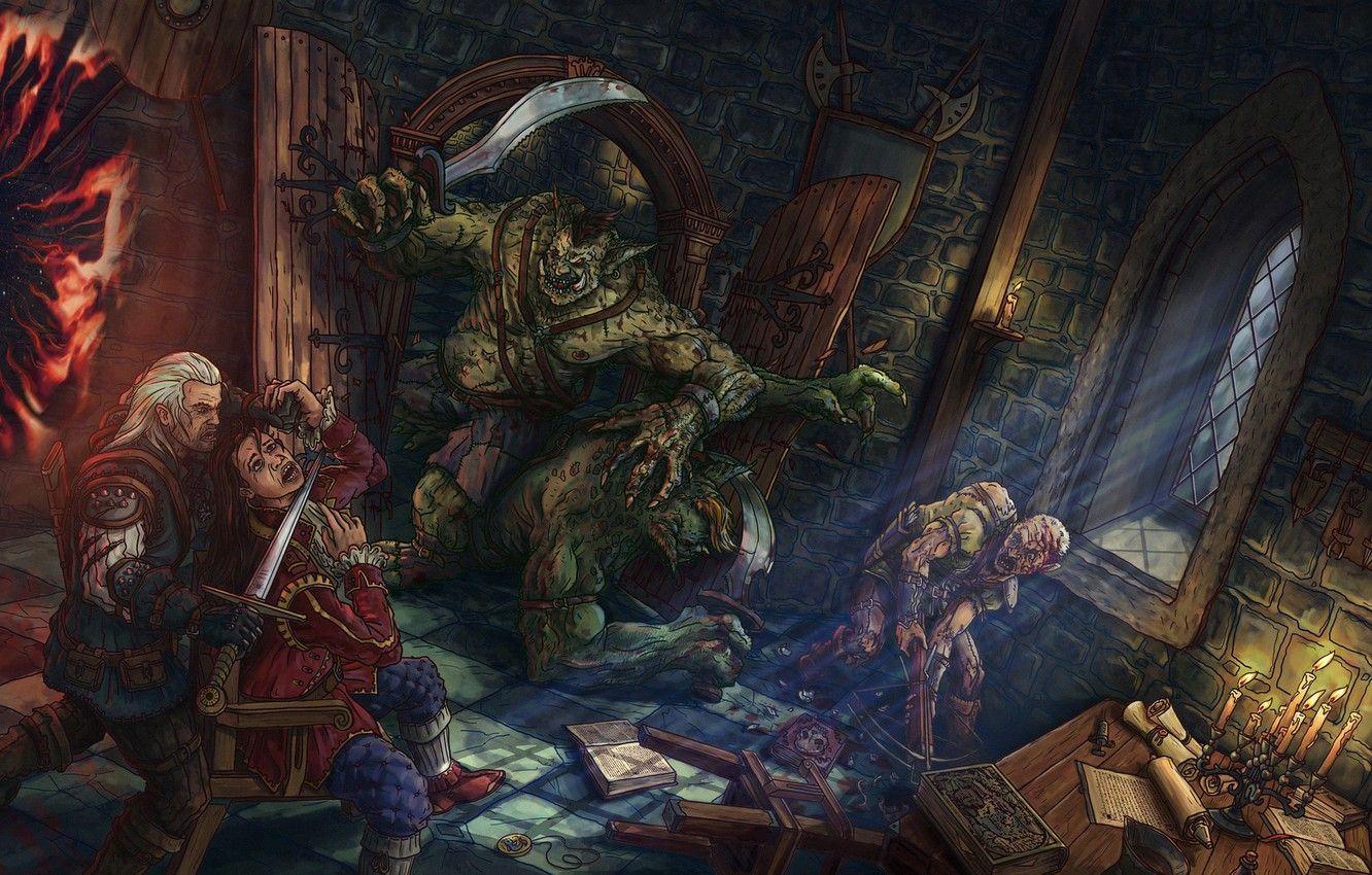 1332x850 Wallpaper the portal, art, monsters, the Witcher, goblins, Witcher, teleport image for desktop, section игры