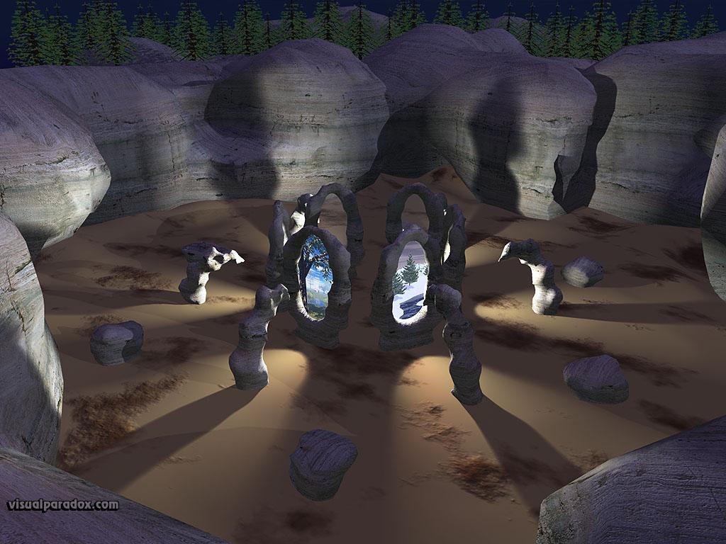 1024x768 Free 3D Wallpaper 'Exodus Stones' 1024x768