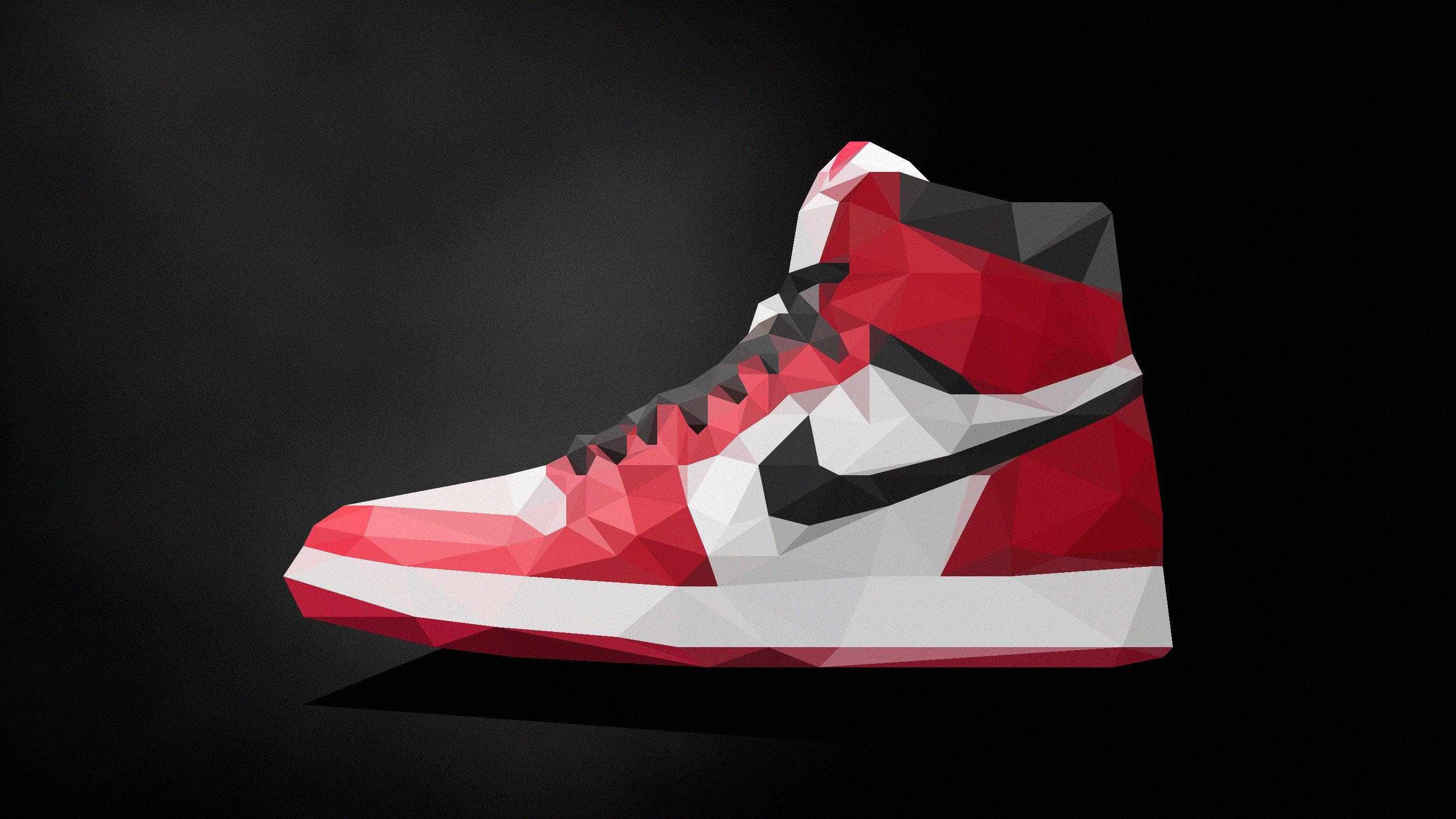 2880x1620 Low Poly Jordan 1 Wallpaper Sneakers 1 Wallpaper Pc HD Wallpaper