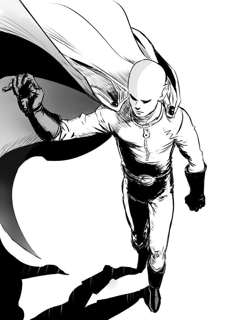 One Punch Man, amoled, black and white, HD phone wallpaper