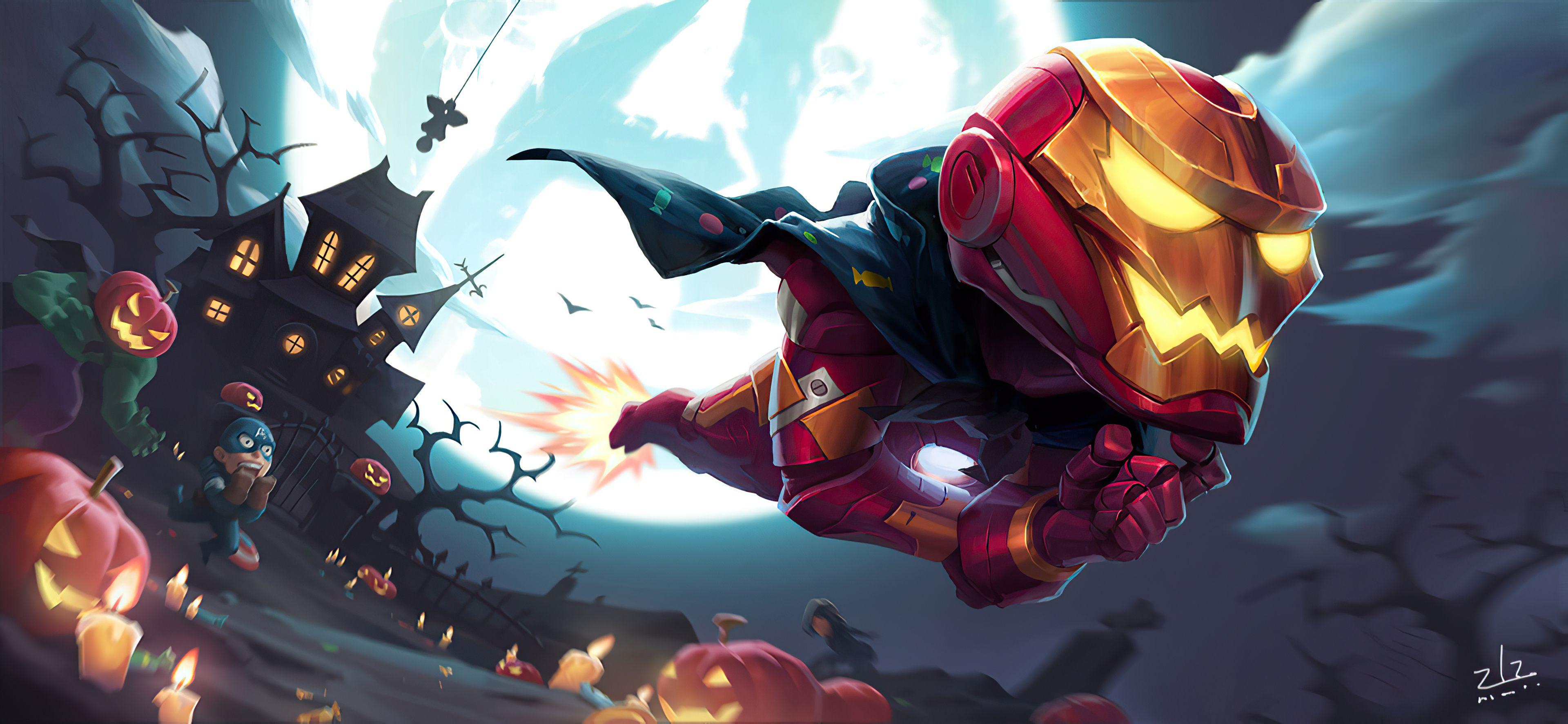 3840x1774 Iron Man Halloween, HD Superheroes, 4k Wallpaper, Image, Background, Photo and Picture