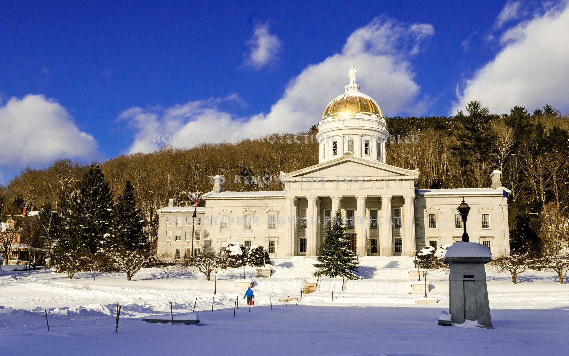 1920x1200 vermont state house in winter architecture