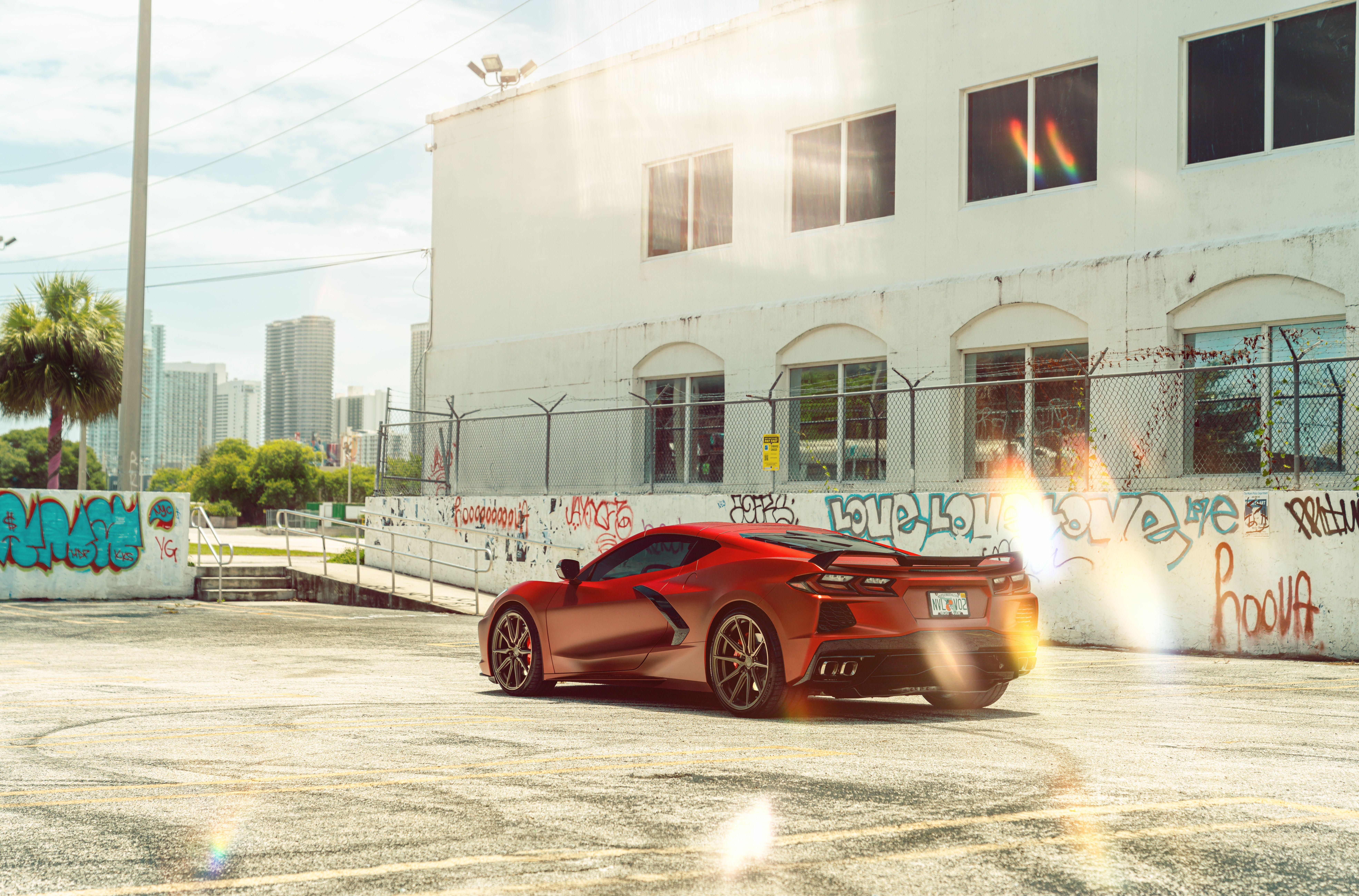 7877x5197 Vossen Beautiful Wrapped Corvette C8 Rear 8k, HD Cars, 4k Wallpaper, Image, Background, Photo and Picture