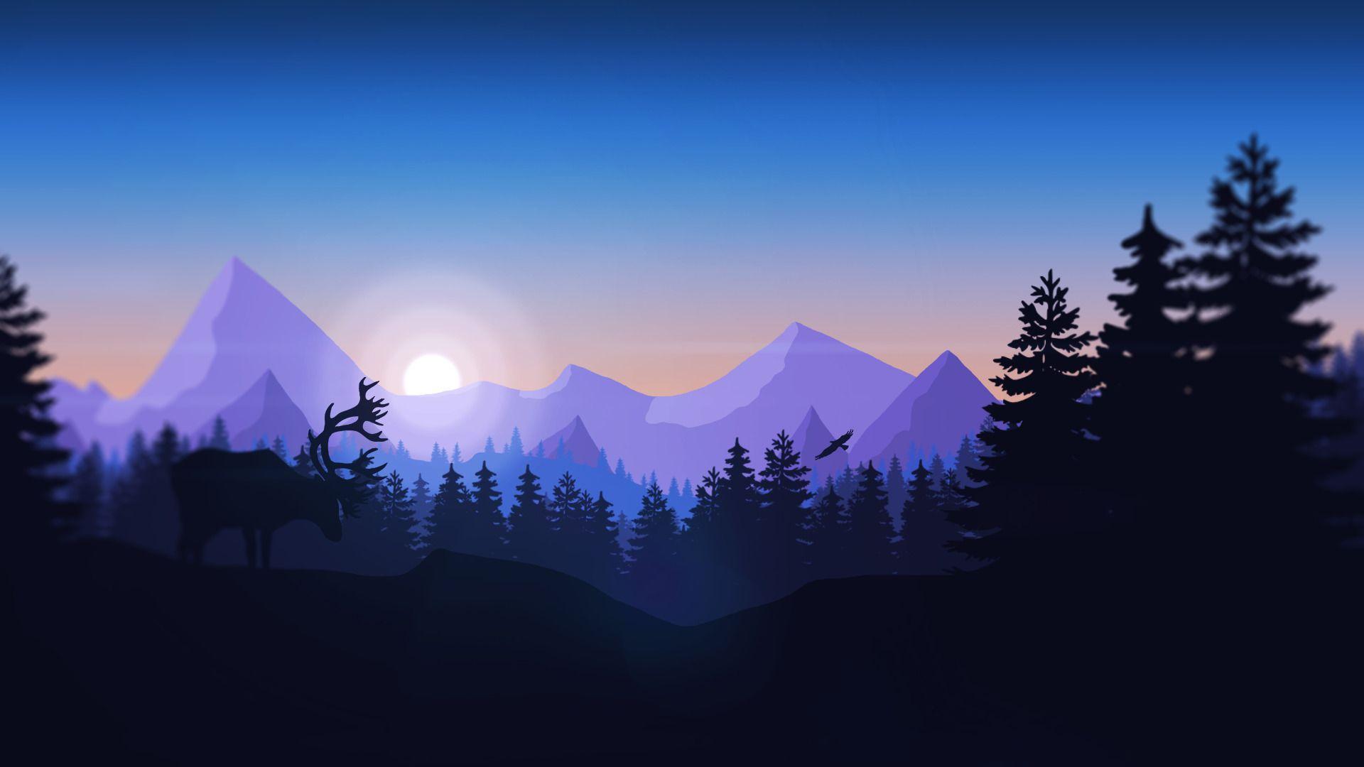 1920x1080 Mountains Forest Animals Firewatch Minimalism Wallpaper Forest Wallpaper & Background Download