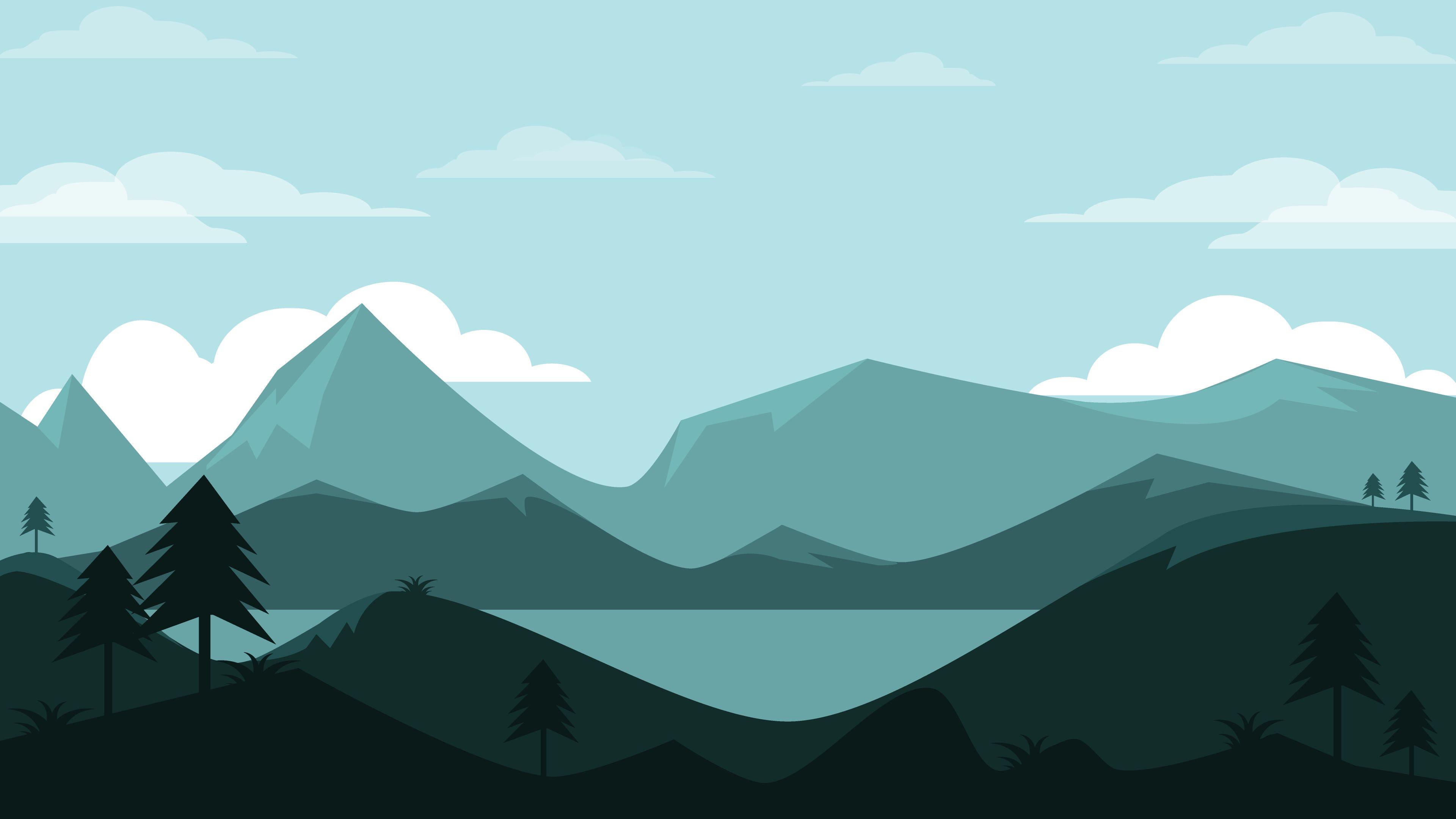 3840x2160 Wallpaper 4k Mountains Landscape Minimal 4K Landscape, Minimal, Mountains, Symmetric