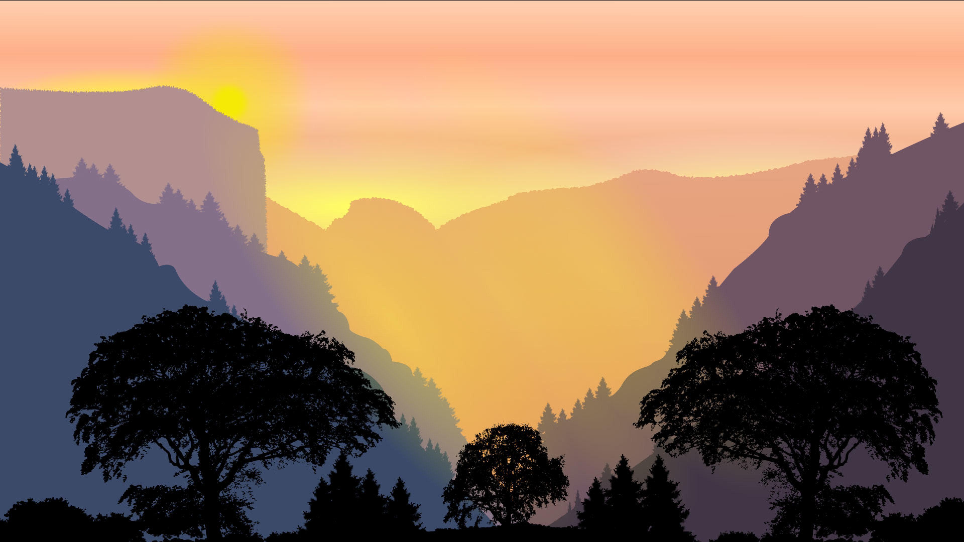 3840x2160 Forest Minimal Paint Artwork 4K Wallpaper, HD Minimalist 4K Wallpaper, Image, Photo and Background