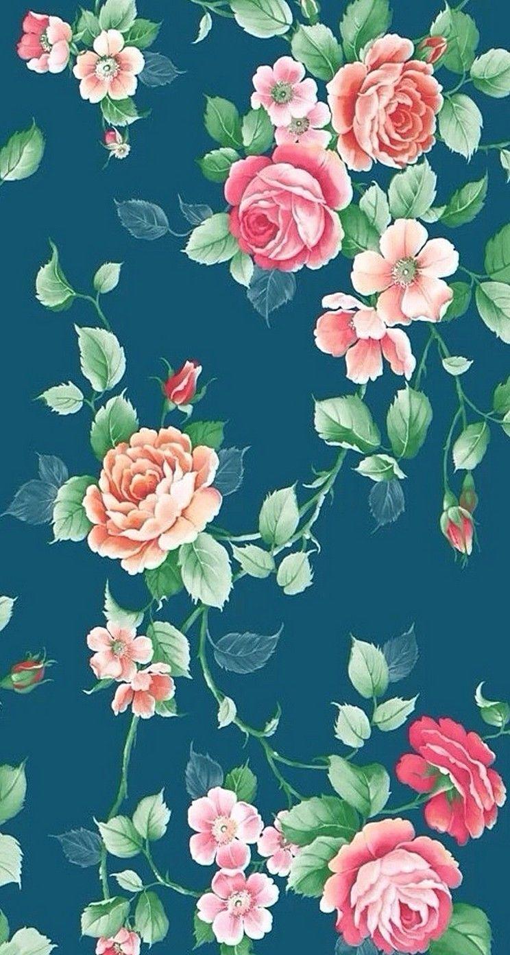 744x1392 iPhone Wallpaper Vintage Flower Flower Background