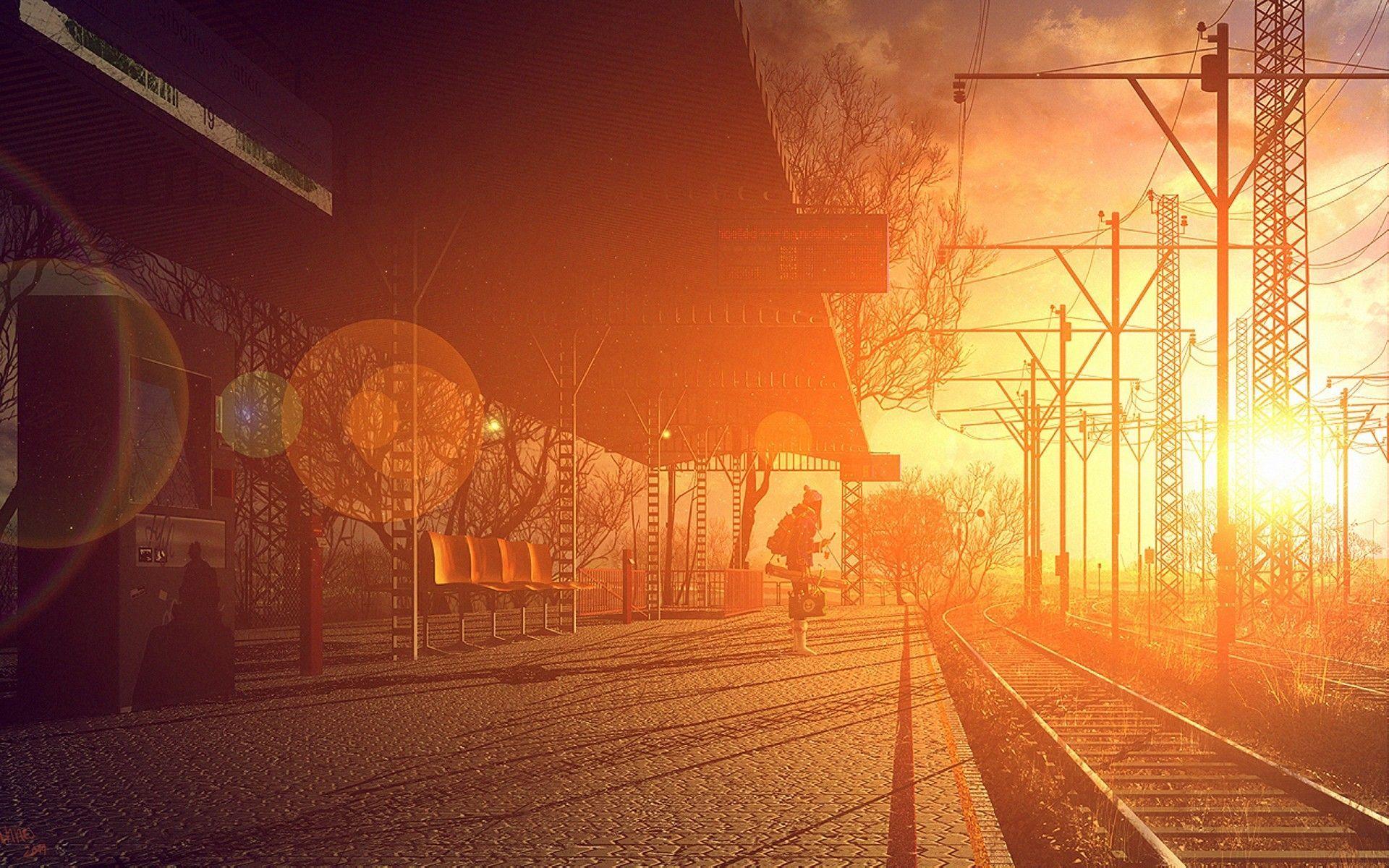 1920x1200 Anime Train Station Scenery Wallpaperx1200. .com. Scenery wallpaper, Anime scenery, Scenery