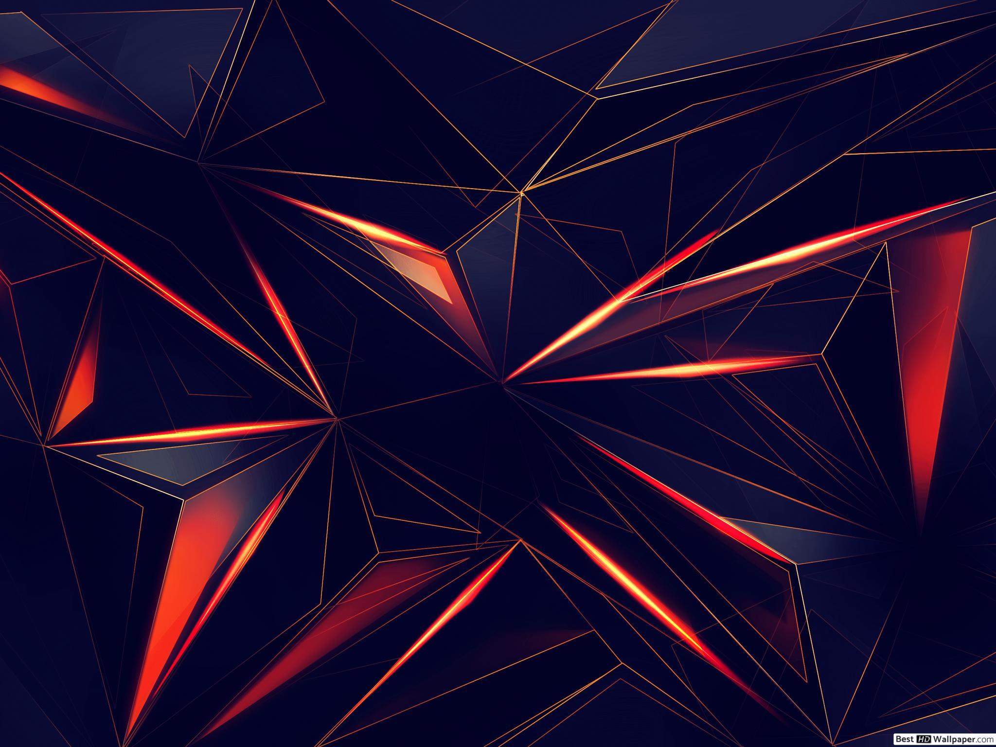 2048x1536 3D geometric triangles HD wallpaper download