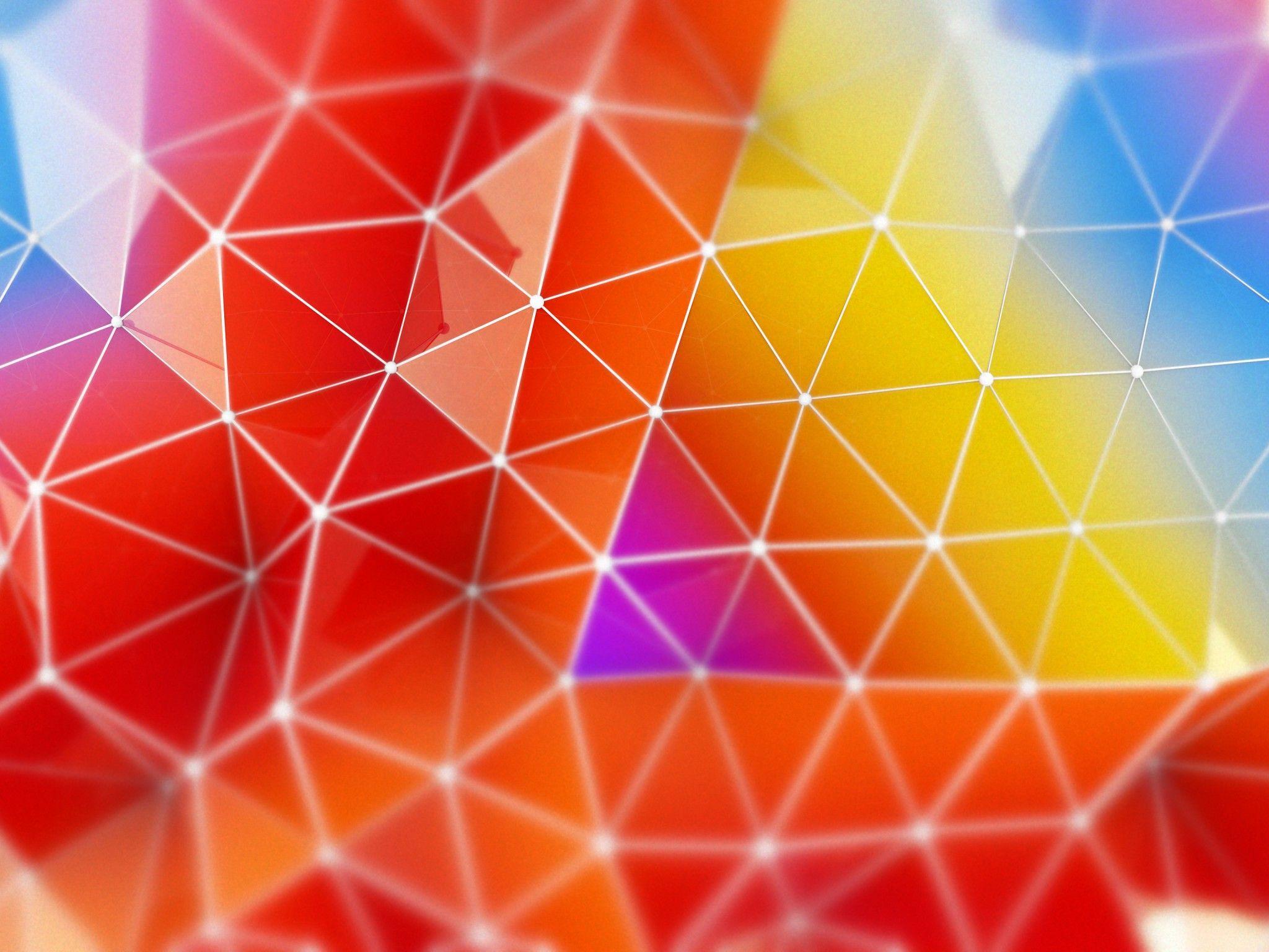 2048x1536 Colorful 4K Wallpaper, Triangles, Geometric, Gradients, Multi color, Polygonal, Abstract