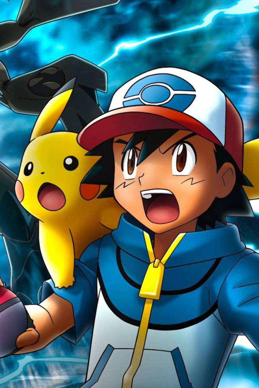 856x1280 Ash and Pikachu wallpaper