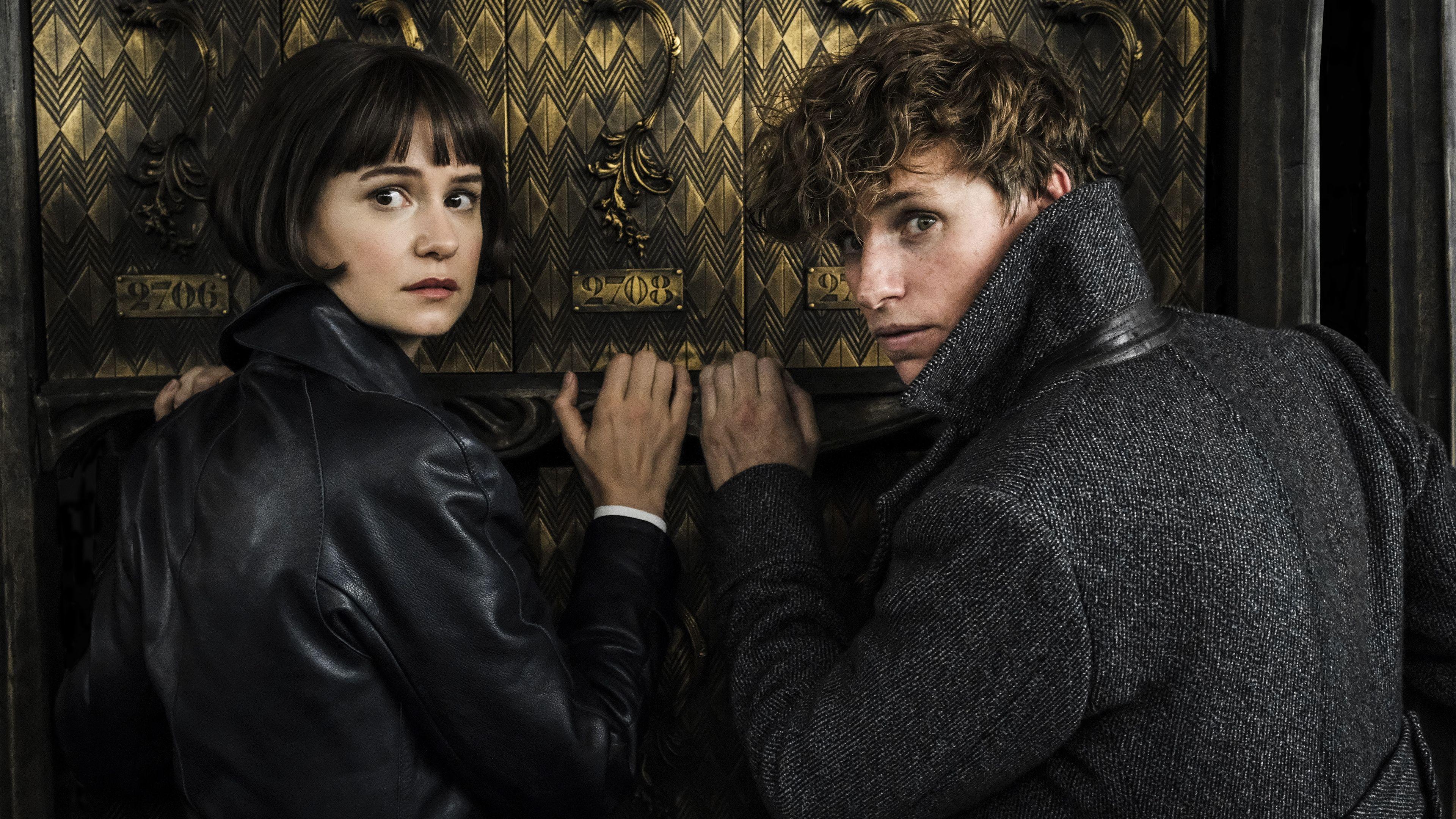 3840x2160 Fantastic Beasts 2 Tina Goldstein Katherine Waterston and Newt Scamander Eddie Redmayne 4K