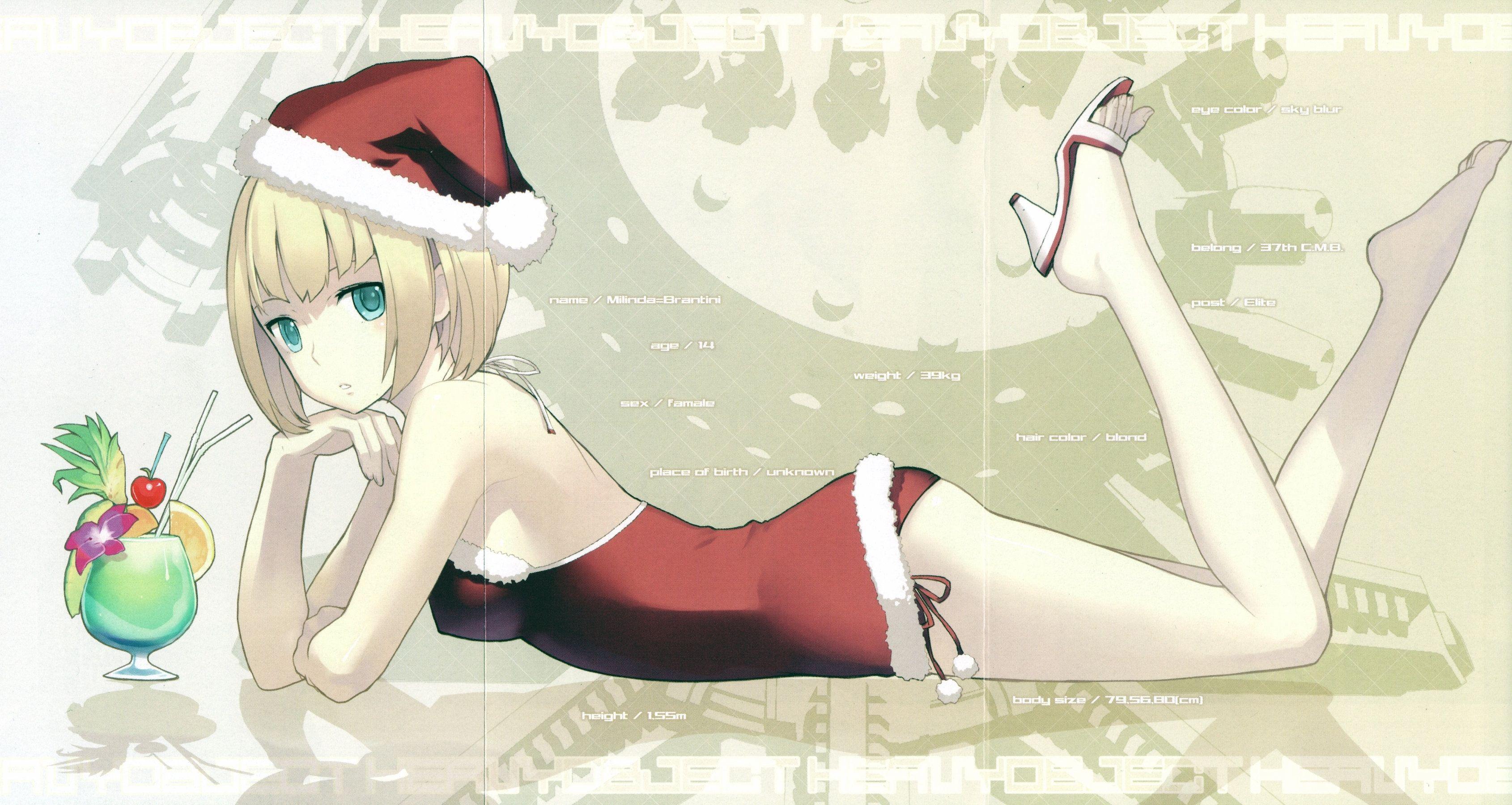 3380x1800 Christmas anime girls santa outfit Wallpaper free desktop background and wallpaper