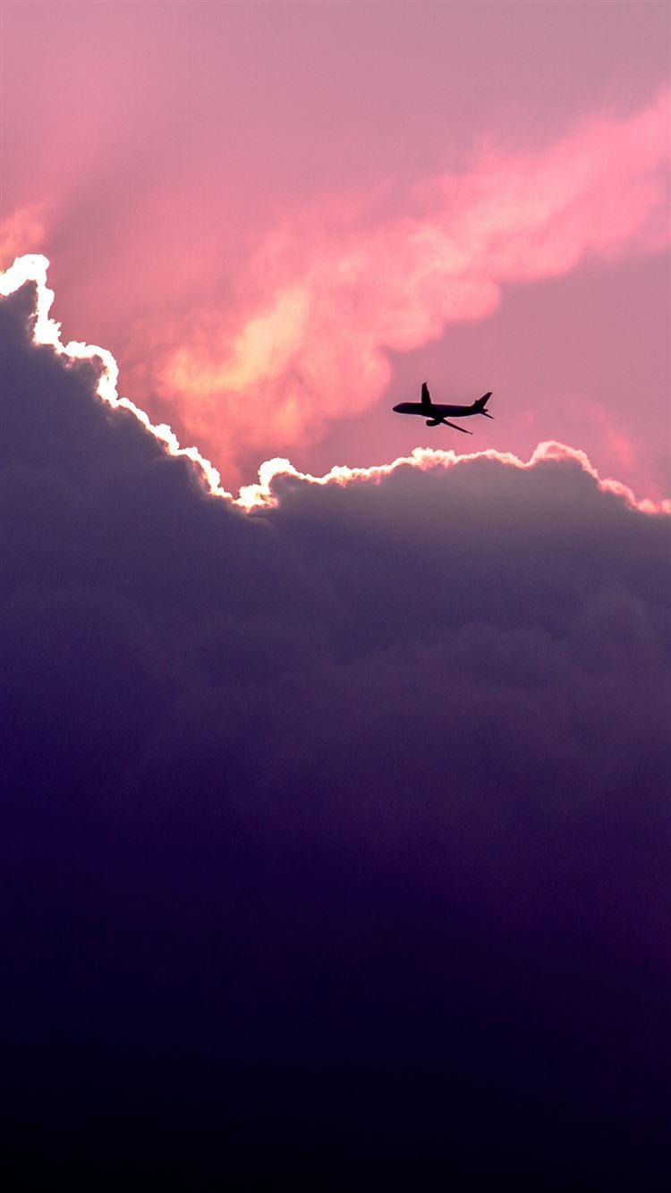 750x1334 Plane Above Sunset Clouds iPhone 8 Wallpaper Free Download