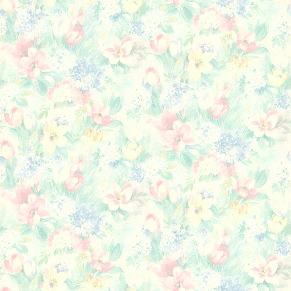 990x990 Georgia Pastel Floral Motif Wallpaper Brewster Home Fashions