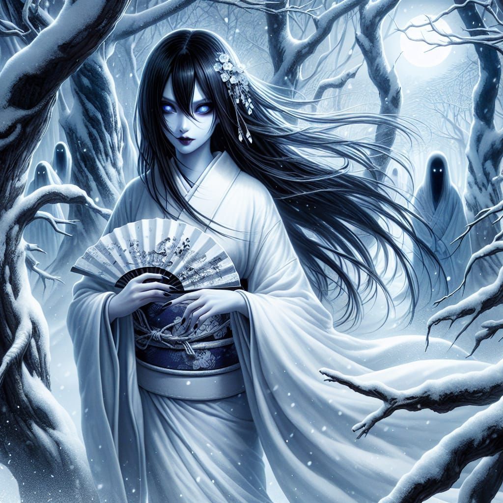 1024x1024 Yuki Onna, The Snow Woman Onna In A Snowy Forest