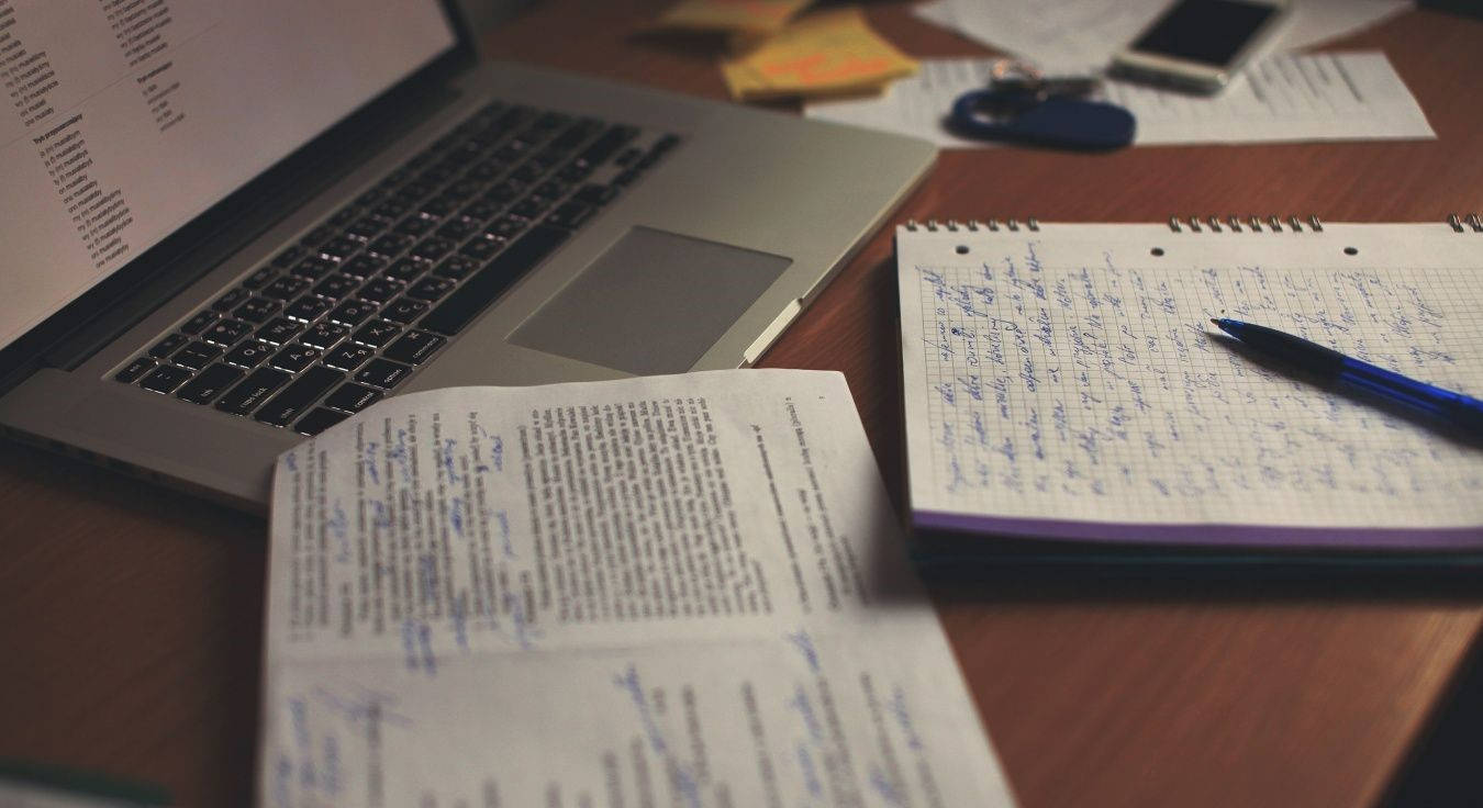 1350x736 Download Study Notes With Laptop Study Aesthetic Wallpaper