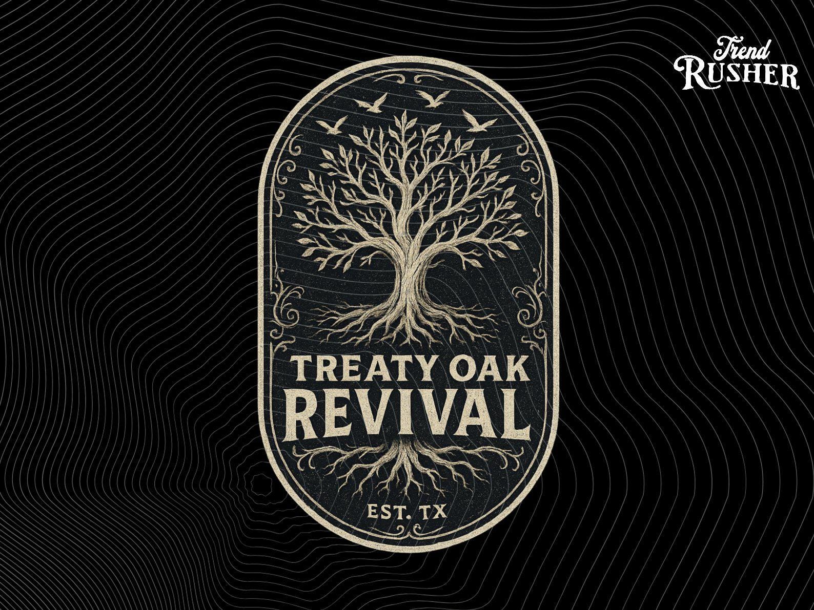 1588x1191 Treaty Oak Revival Png Texas Pride Design Png, Southern Rock Style Clipart, Vintage Band Vibe Design, Rustic State Pride Printable File