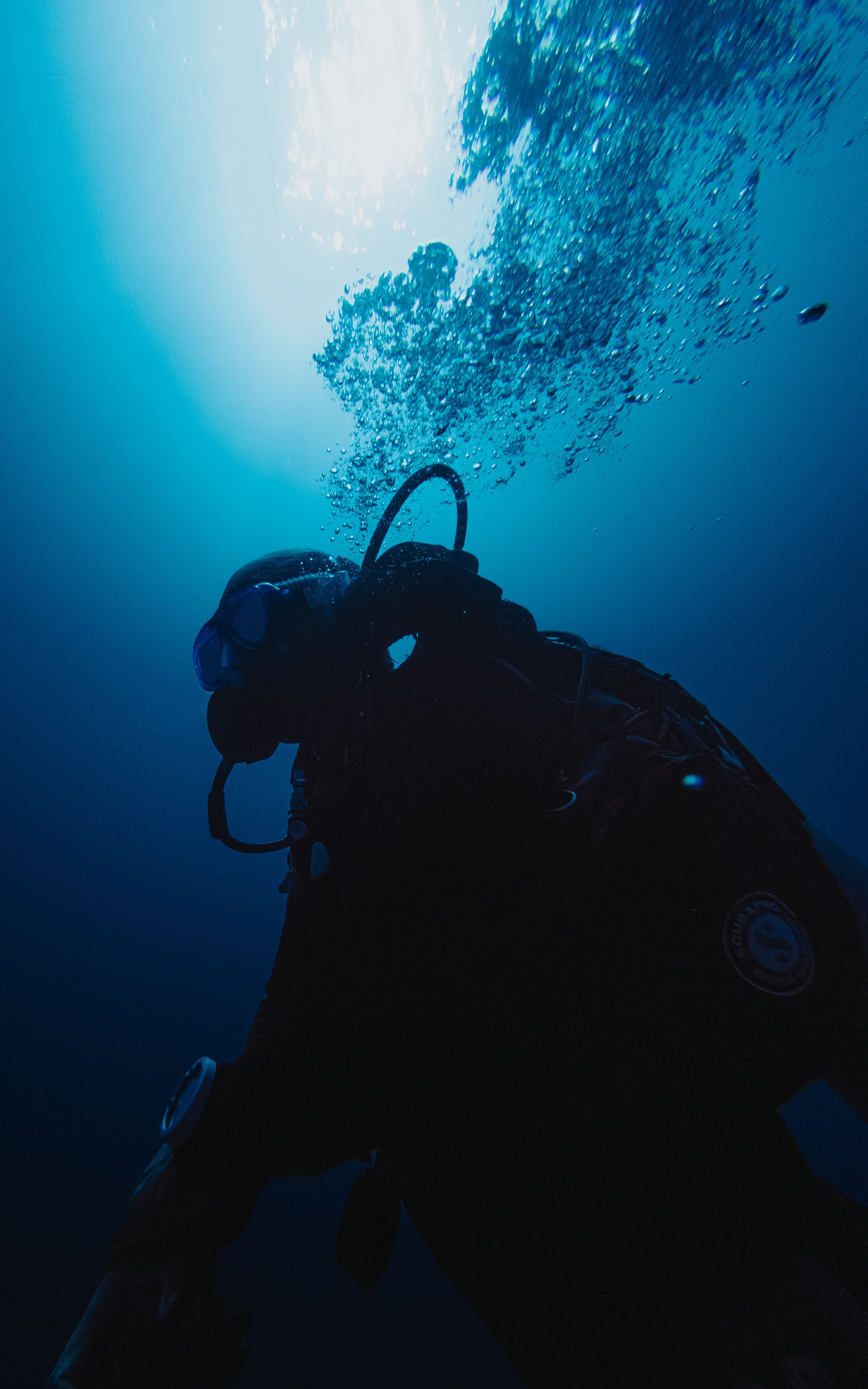 3145x5032 Underwater Scuba Diving with Bubbles · Free