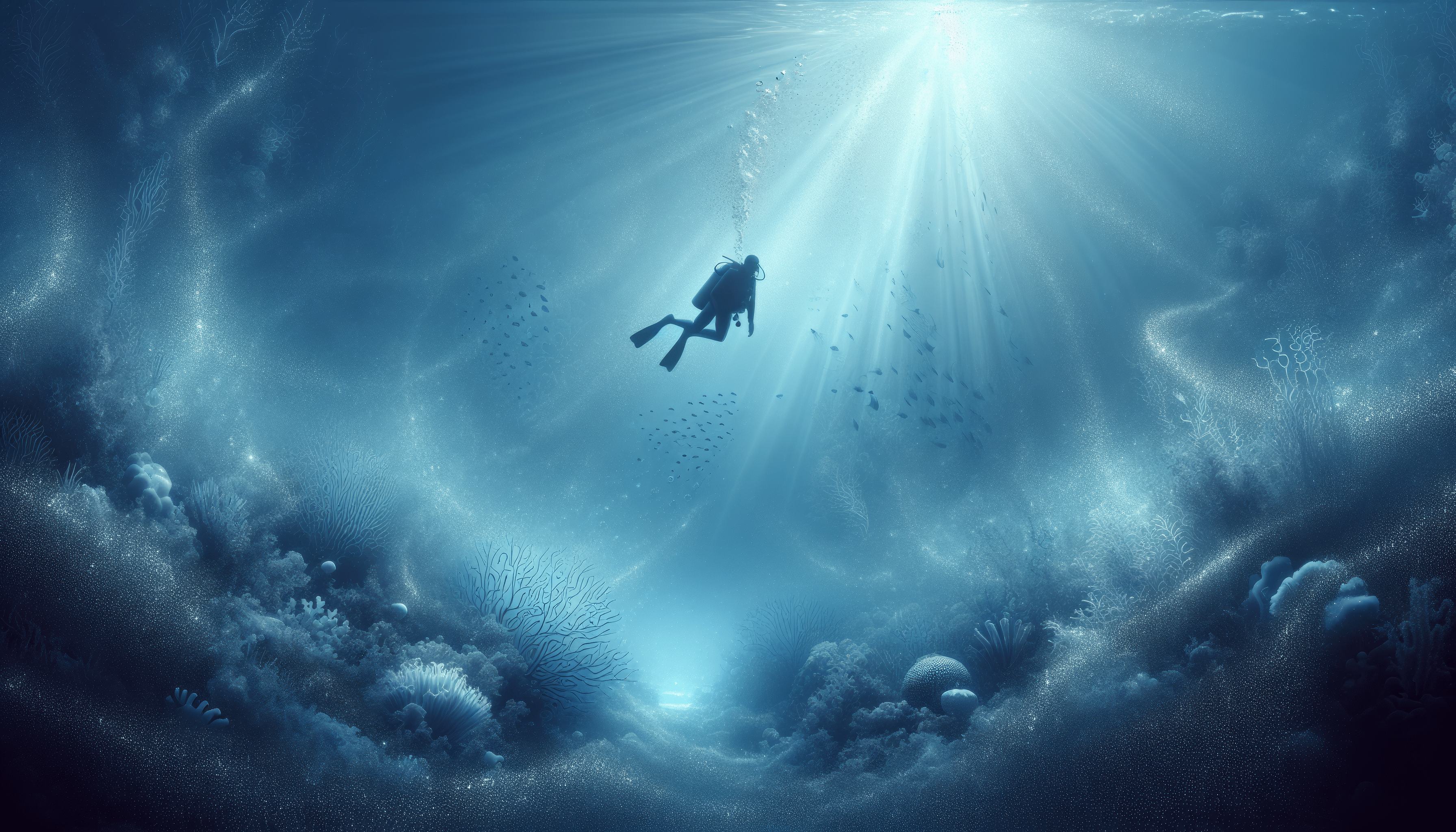 3584x2048 Underwater Exploration: Scuba Diving HD Wallpaper