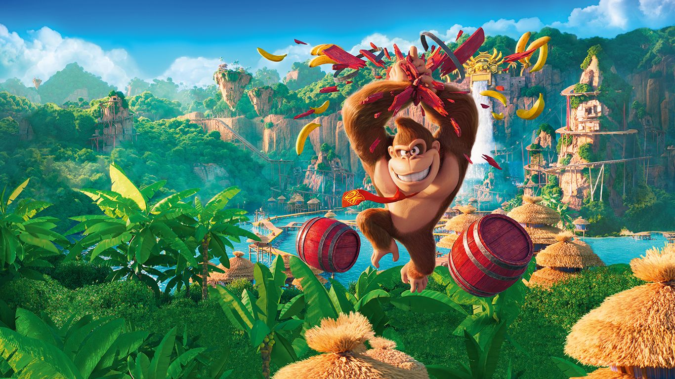 1366x768 The Super Mario Bros. Movie Donkey Kong Wallpaper with Monocle