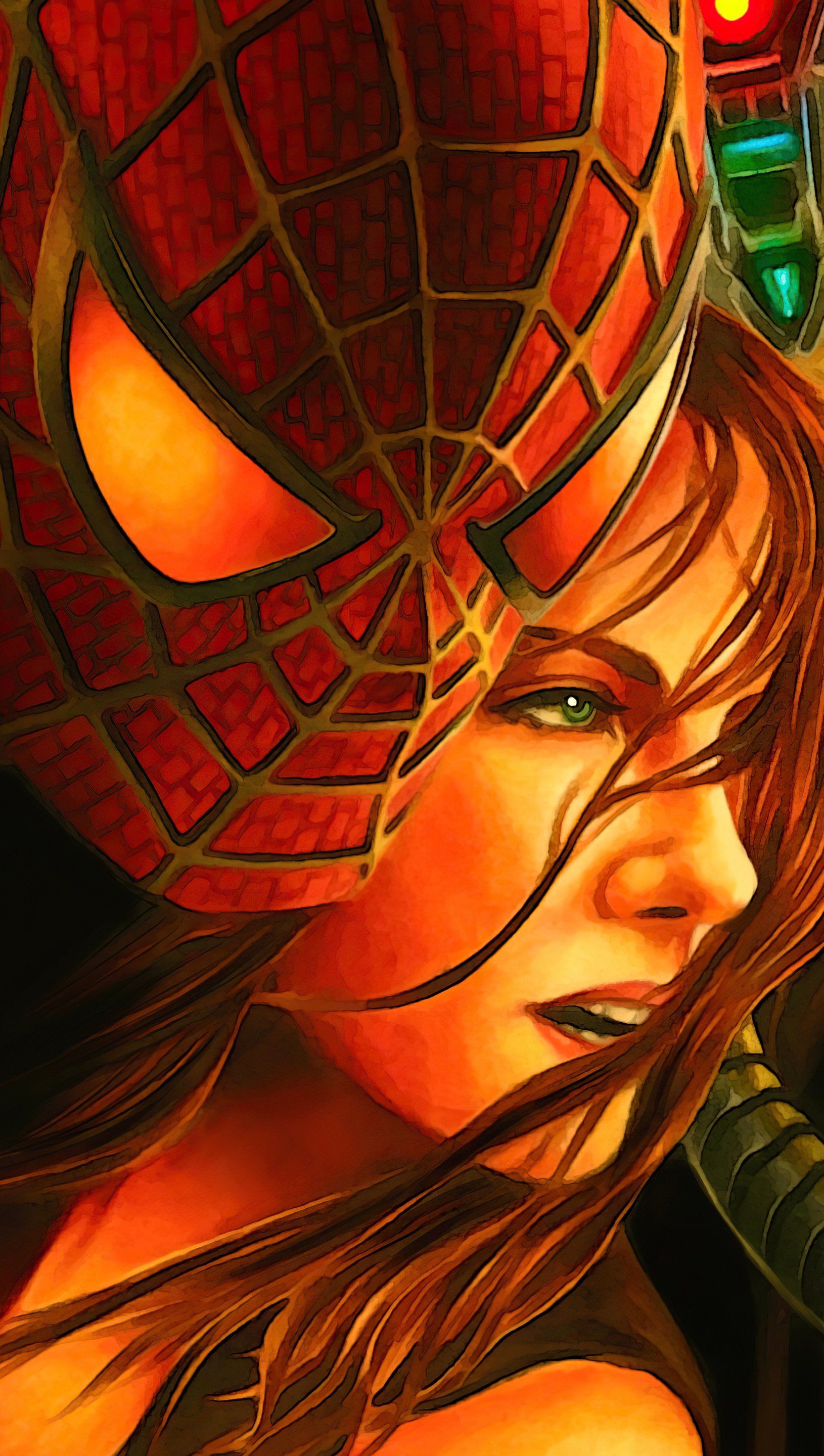 1630x2880 Spider Man and Mary Jane Illustration Wallpaper 4K for iPhone and Mobile Phone