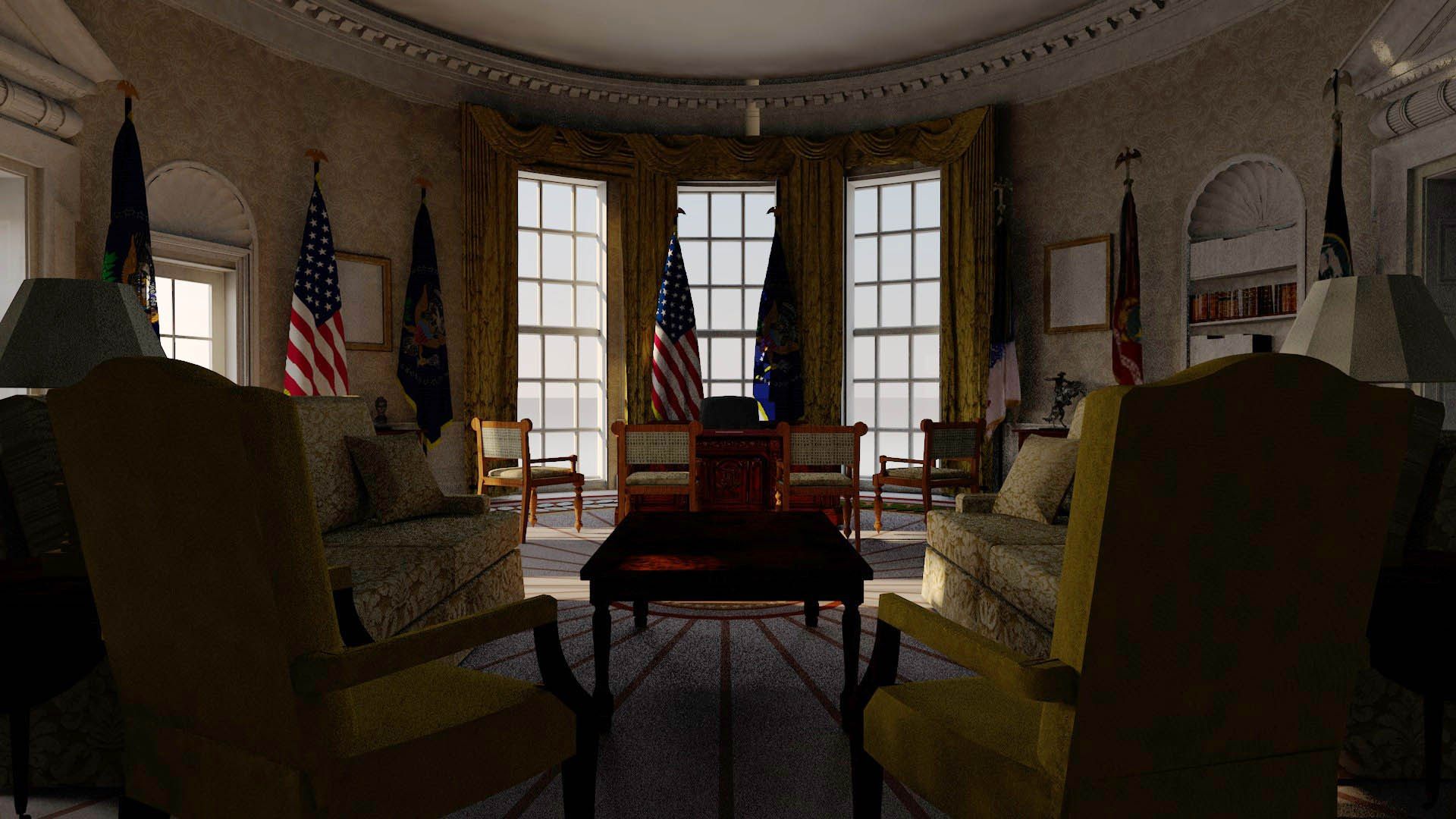 1920x1080 3D Model The Oval Office