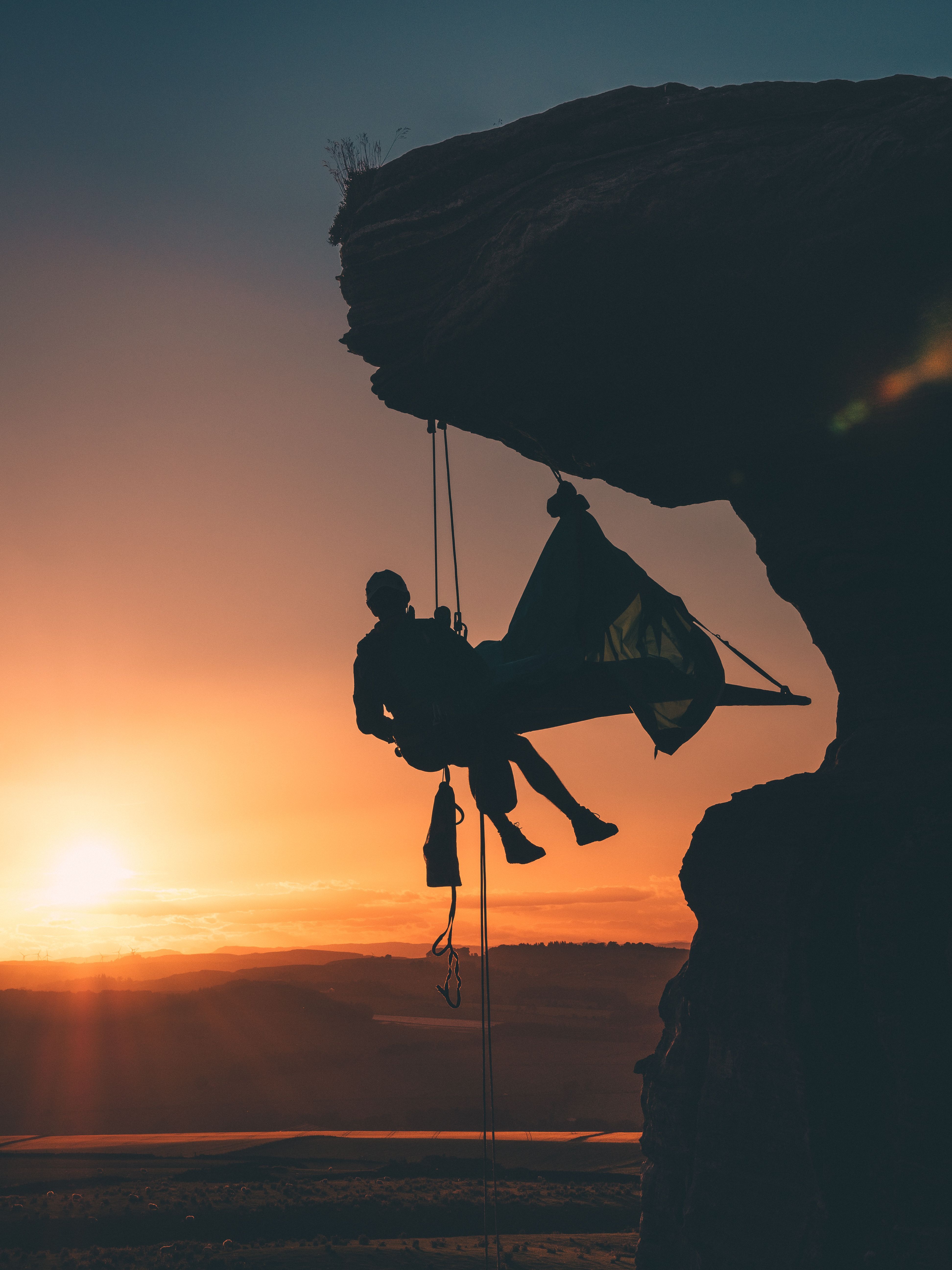 3888x5184 Silhouette Photo of Person Hanging by the Cliff · Free
