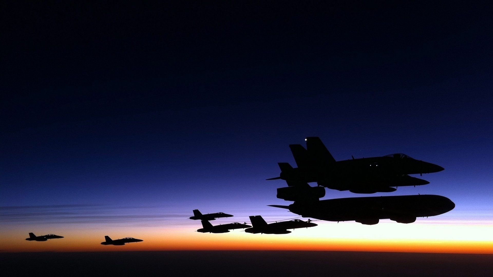 1920x1080 Elite Military Aircraft Soaring at Dusk. HD Wallpaperx1080