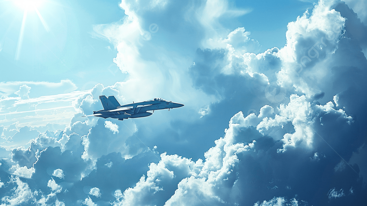 1200x673 A Fighter Jet Flying Through A Cloudy Blue Sky Photo And Picture For Free Download