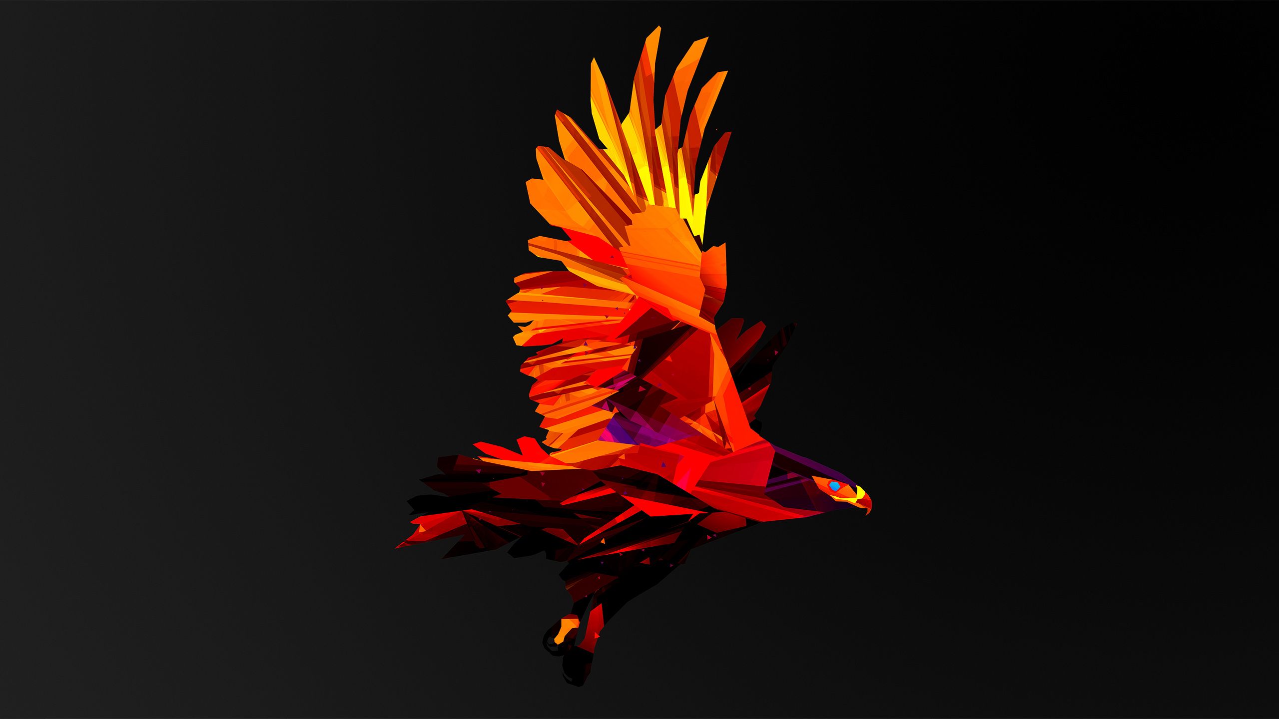 2560x1440 Abstract Faceted Eagle HD Wallpaper: Vibrant Geometric Flight