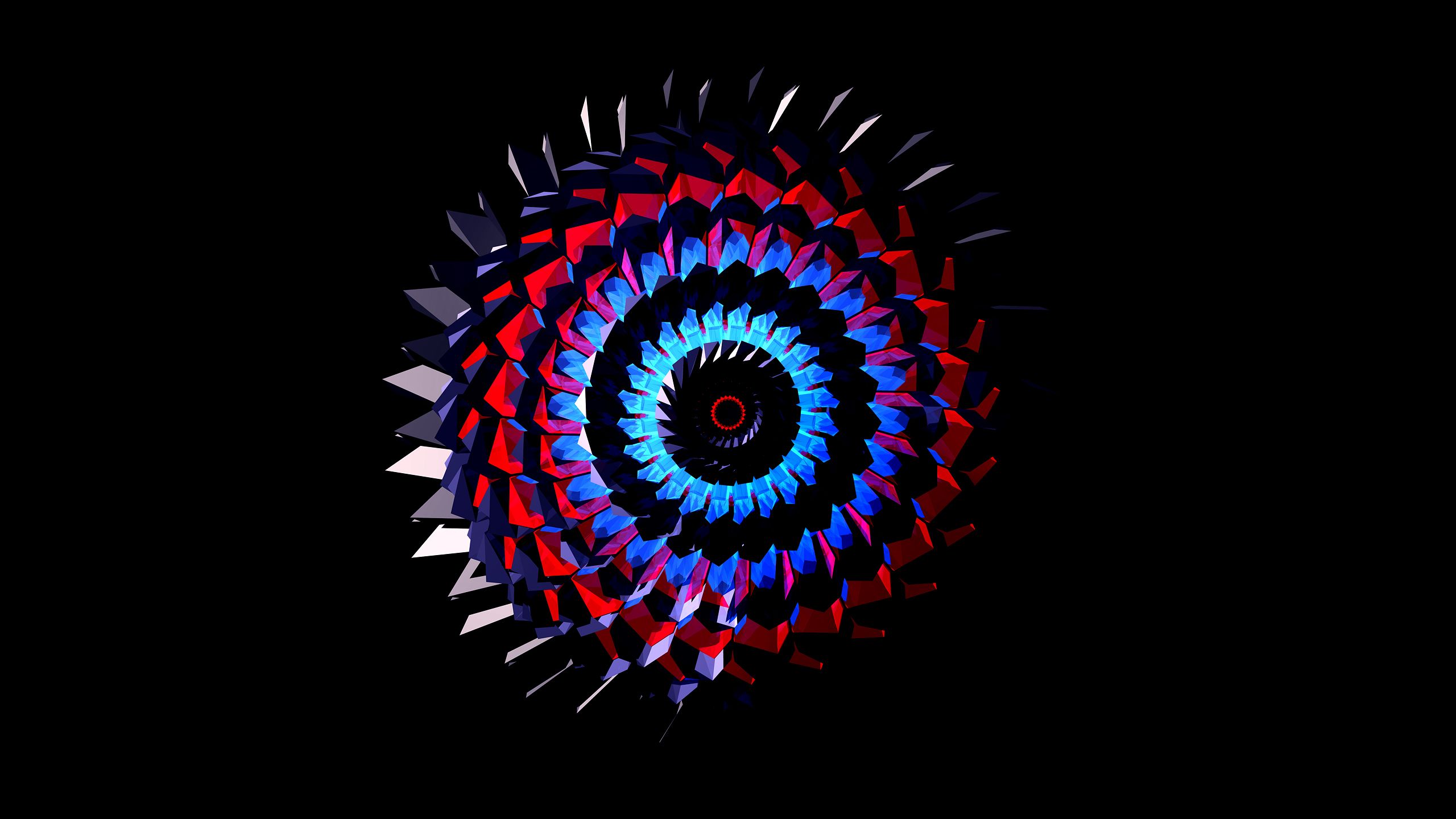 2560x1440 HD Abstract Facets: Vortex of Color and Light Wallpaper