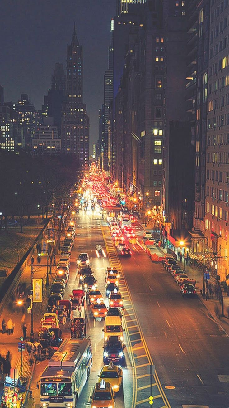 736x1308 Busy New York Street Night Traffic iPhone 8 Wallpaper